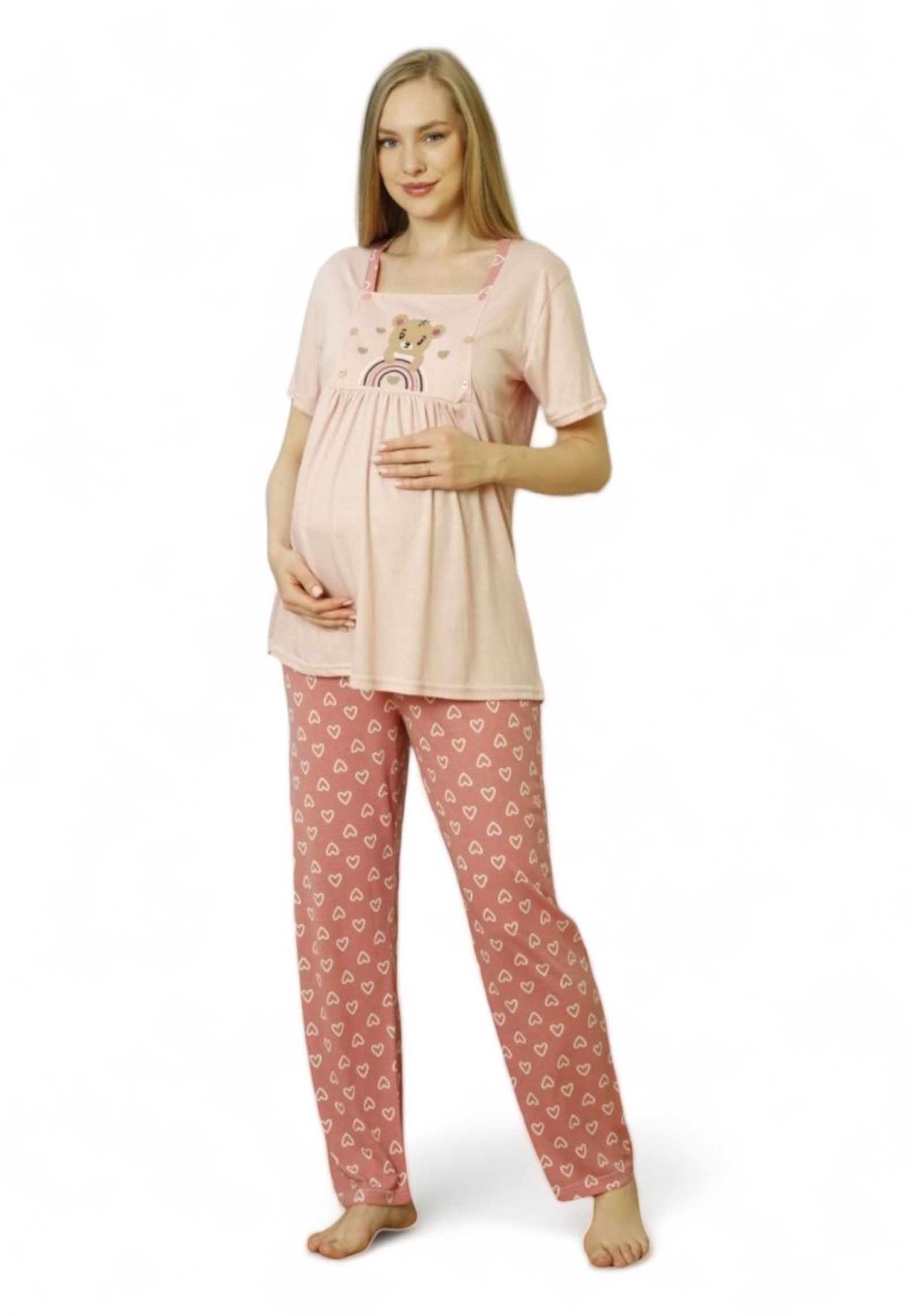 Πιτζάμα εγκυμοσύνης με ρόμπα Pijamood Bear PJMD9620-Σάπιο Μήλο φωτογραφία