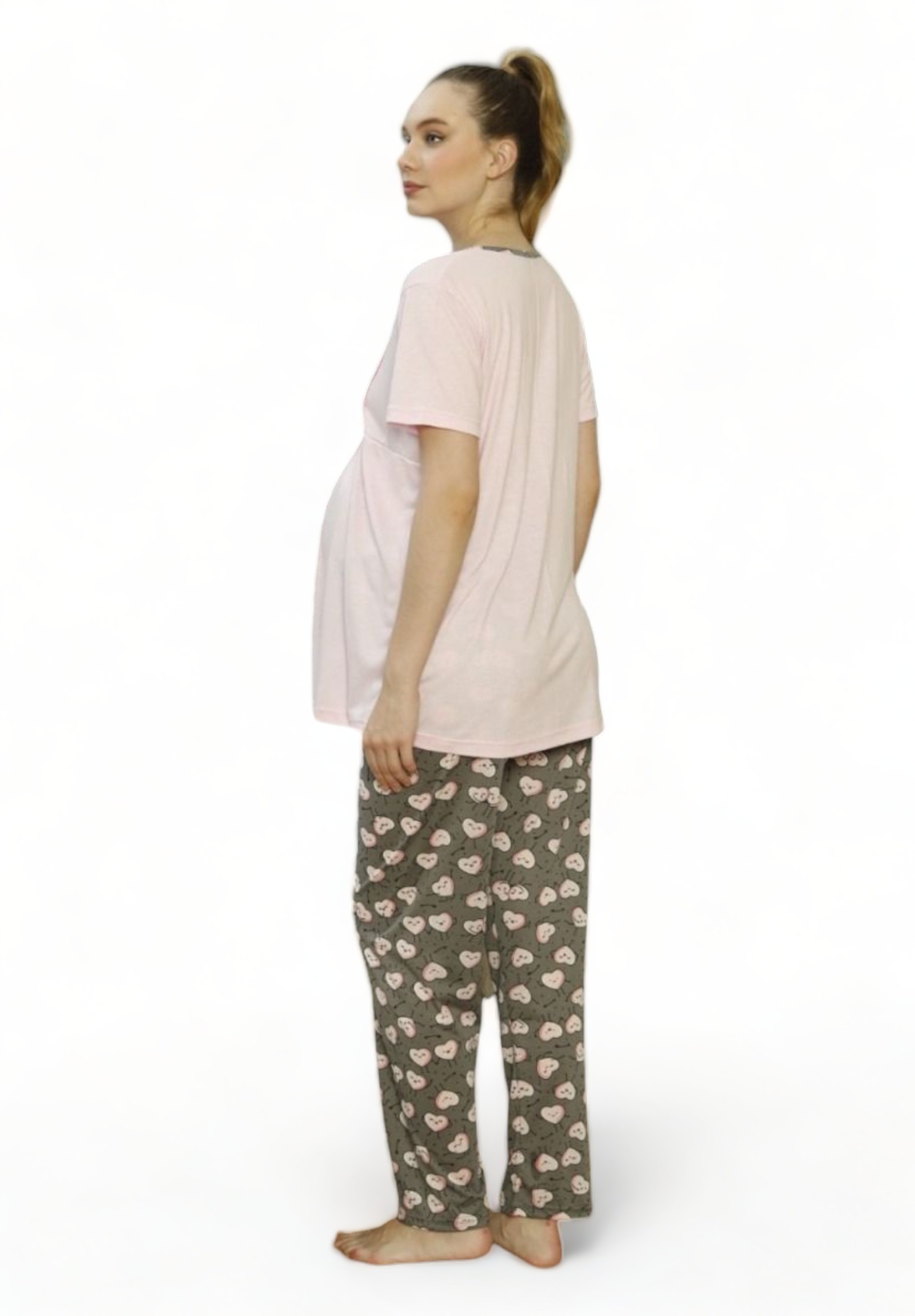 Πιτζάμα εγκυμοσύνης με ρόμπα Pijamood Hallo Baby PJMD9622-Ροζ φωτογραφία