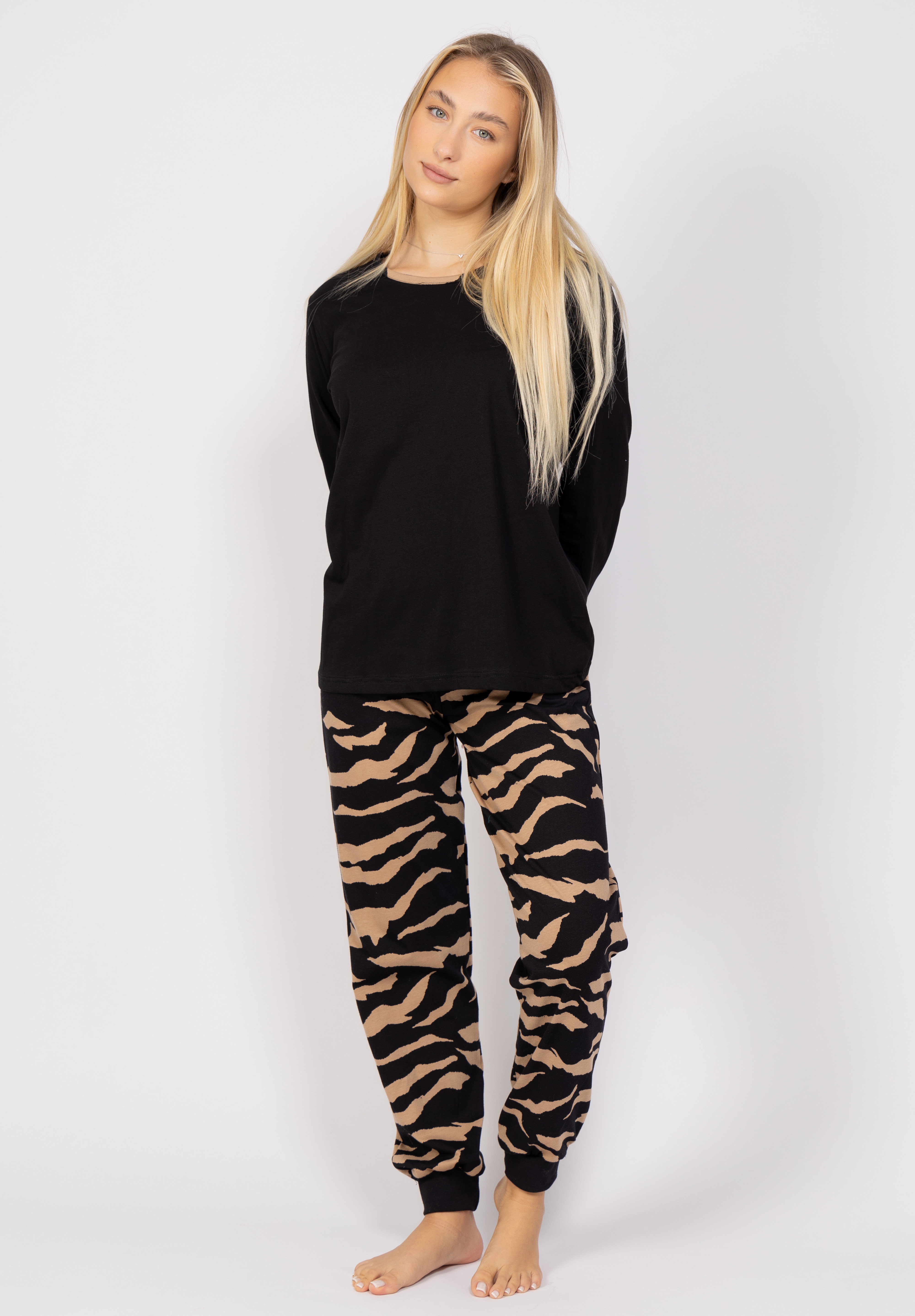 Πιτζάμα γυναικεία Zebra Brown Cherry CHR24546-Μαύρο φωτογραφία