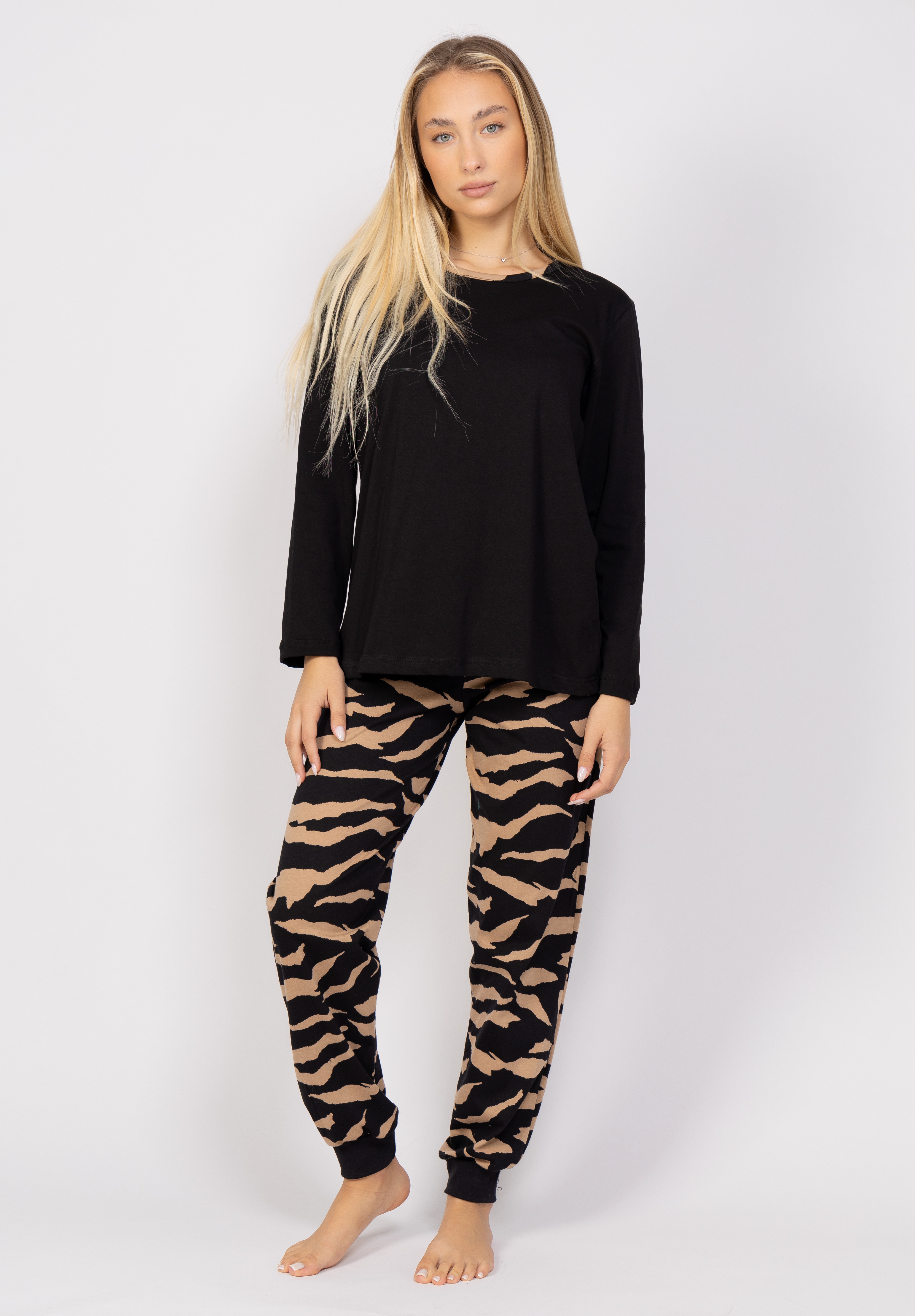 Πιτζάμα γυναικεία Zebra Brown Cherry CHR24546-Μαύρο φωτογραφία