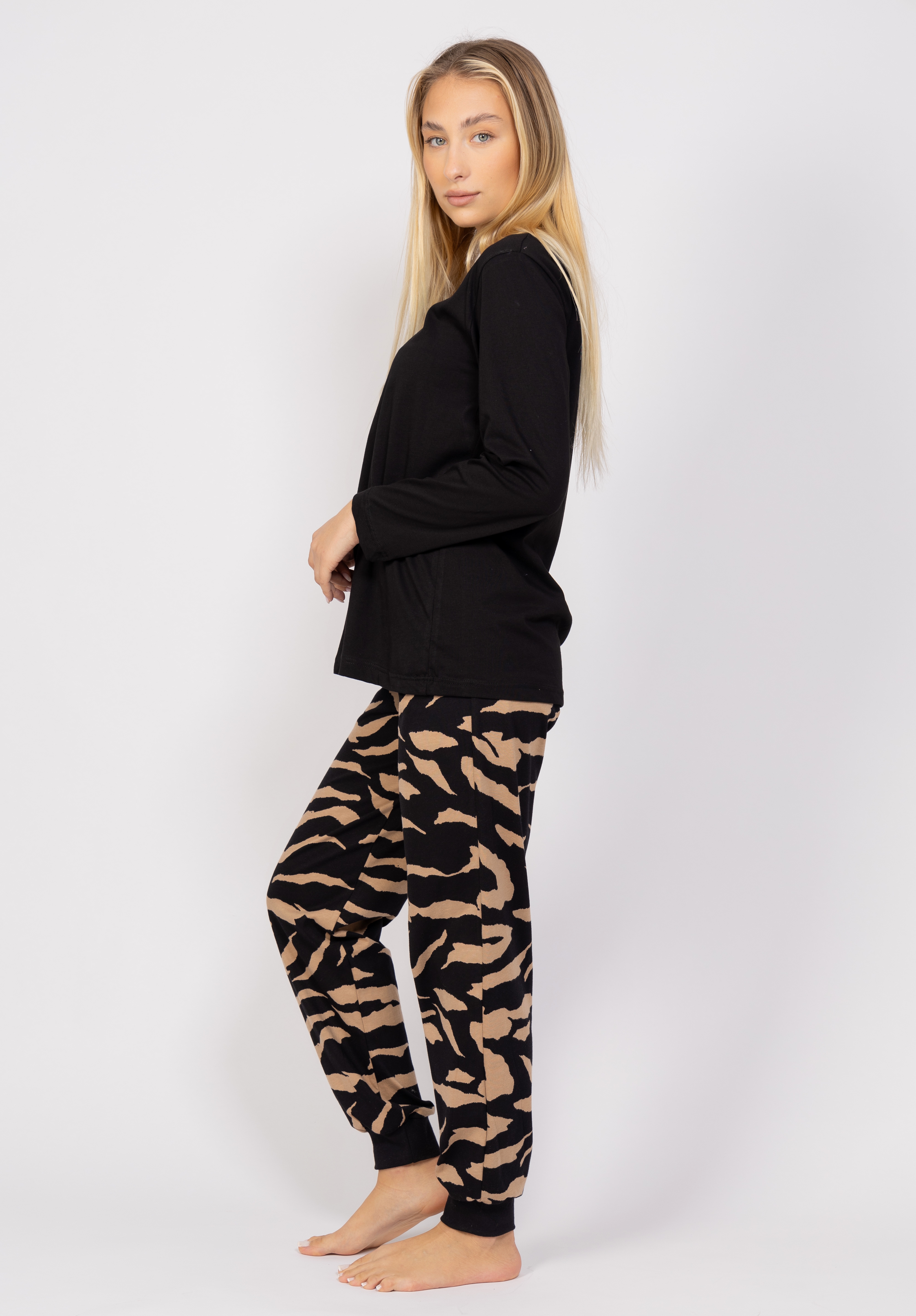 Πιτζάμα γυναικεία Zebra Brown Cherry CHR24546-Μαύρο φωτογραφία