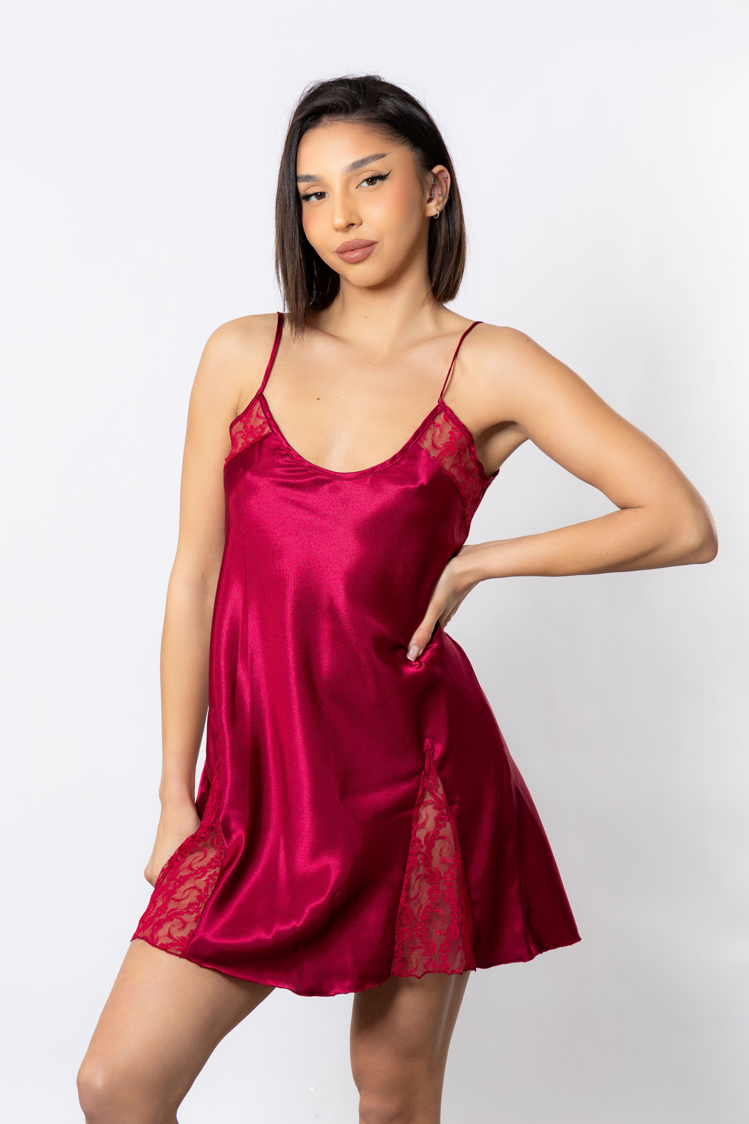 Νυχτικό σατέν Moongirl Afrodite Bordo MG280-2-Μπορντώ φωτογραφία