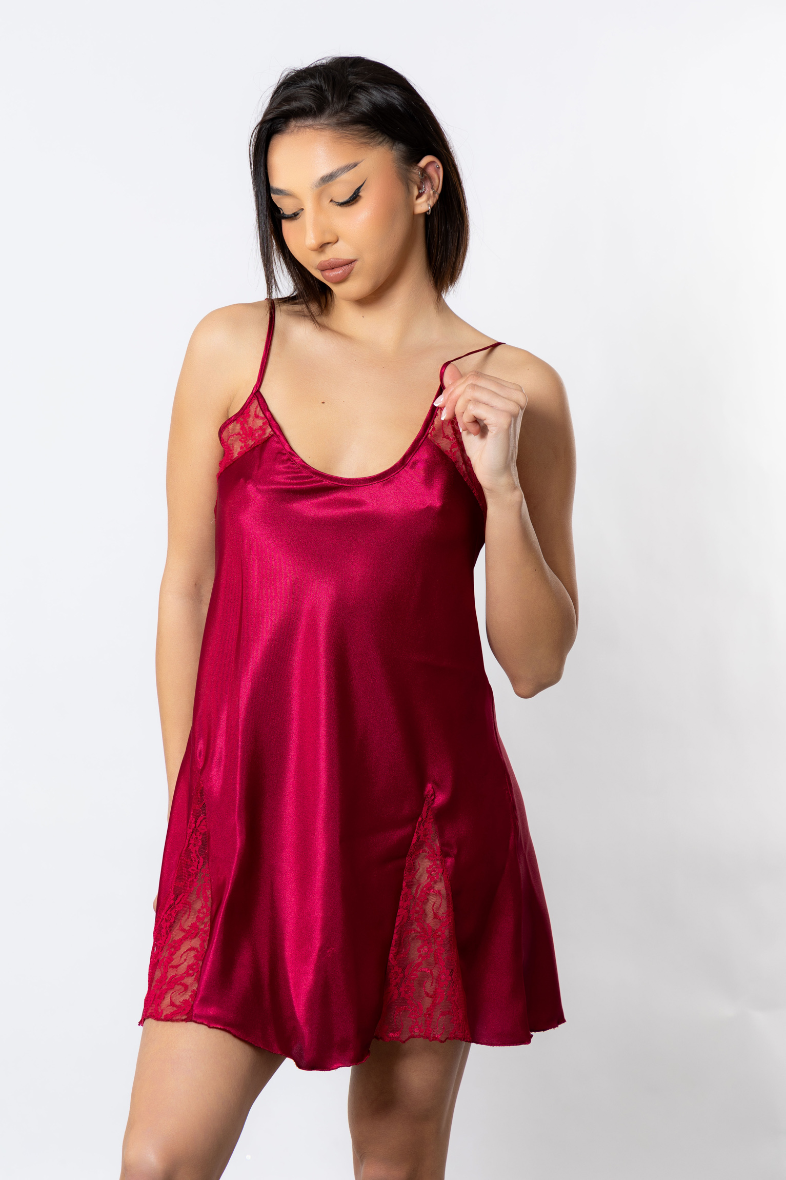 Νυχτικό σατέν Moongirl Afrodite Bordo MG280-2-Μπορντώ φωτογραφία