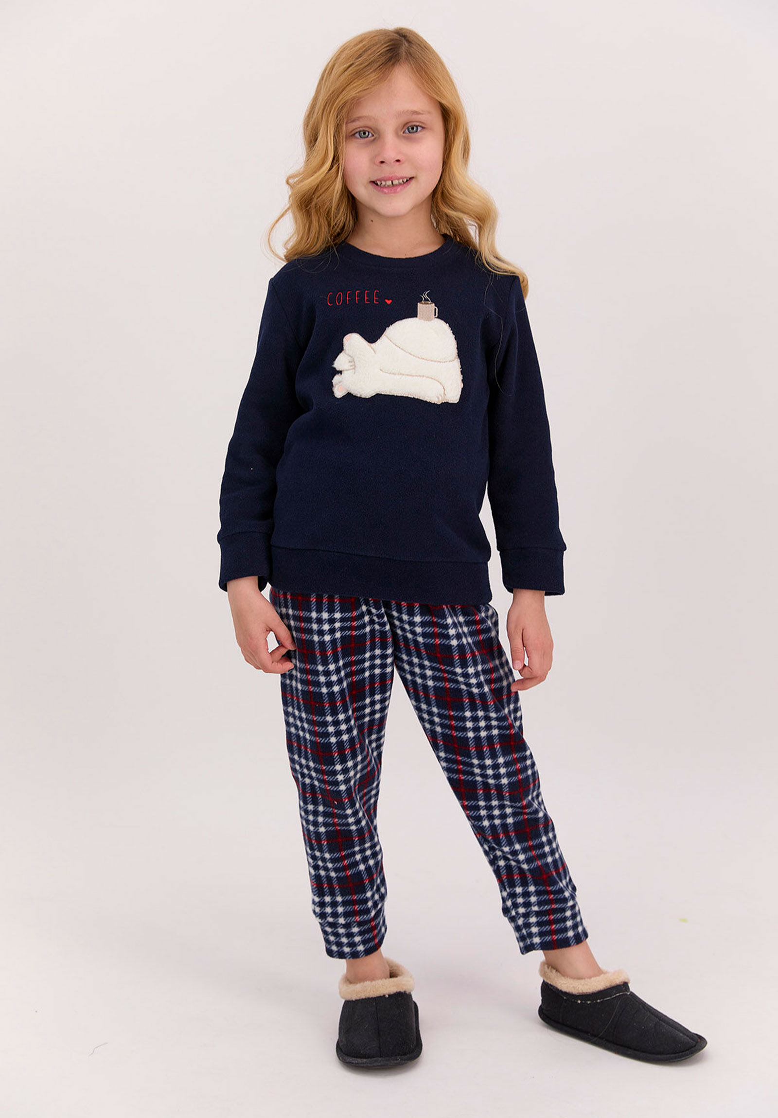 Arnetta Πιτζάμα εφηβική κορίτσι Fleece Arnetta Καρό AR1510EF-Μπλε Σκούρο