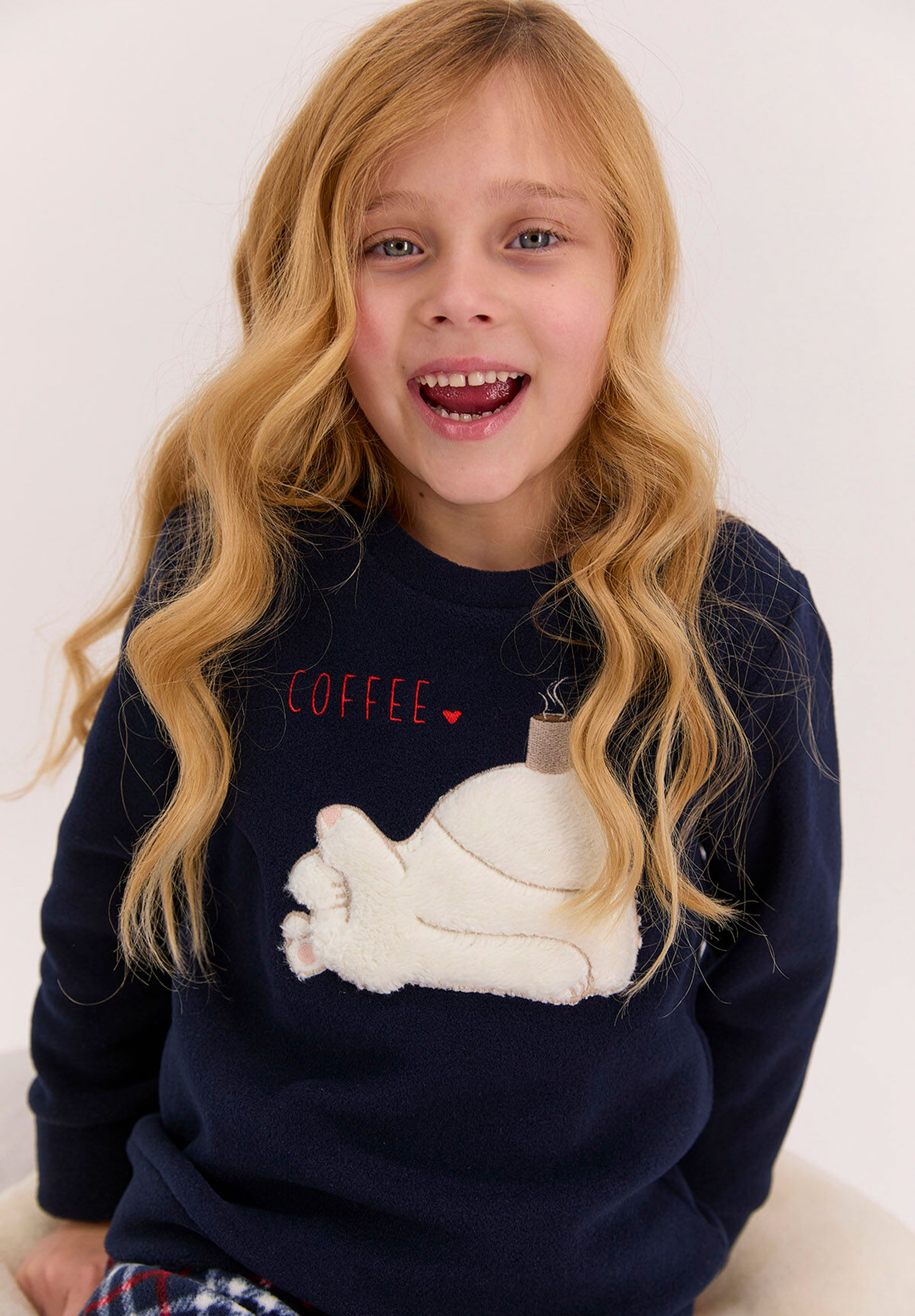 Πιτζάμα εφηβική κορίτσι Fleece Arnetta Καρό AR1510EF-Μπλε Σκούρο φωτογραφία