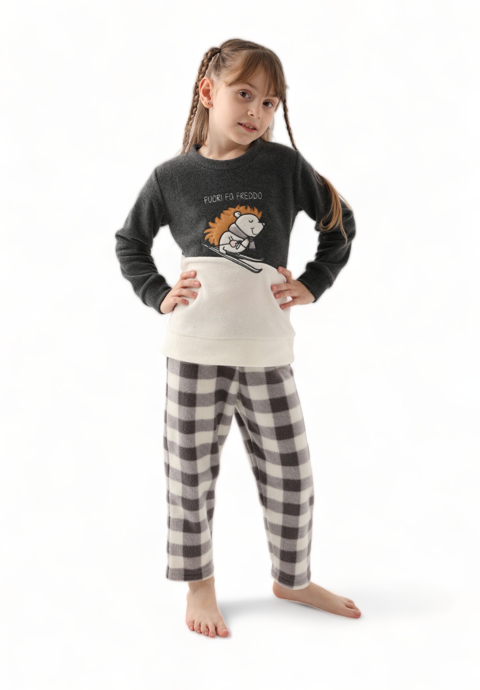Πιτζάμα για κορίτσι Polar Fleece Arnetta Fuori fa freddo AR2619G-Γκρι φωτογραφία