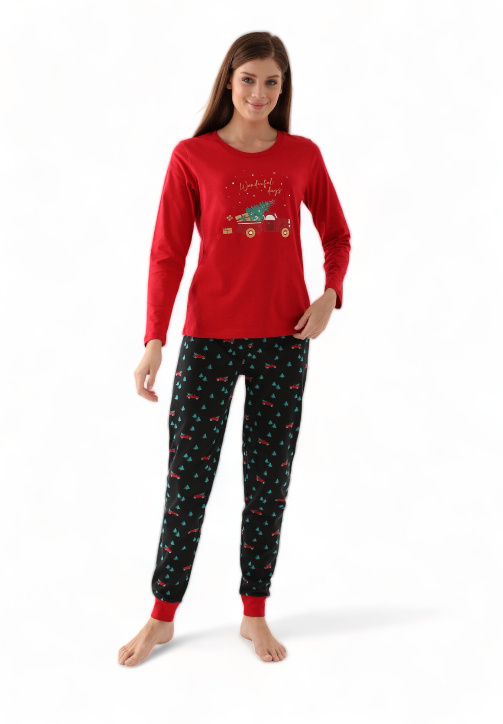 Πιτζάμα γυναικεία Family Edition Arnetta Wonderful Days AR2601W-Κόκκινο φωτογραφία
