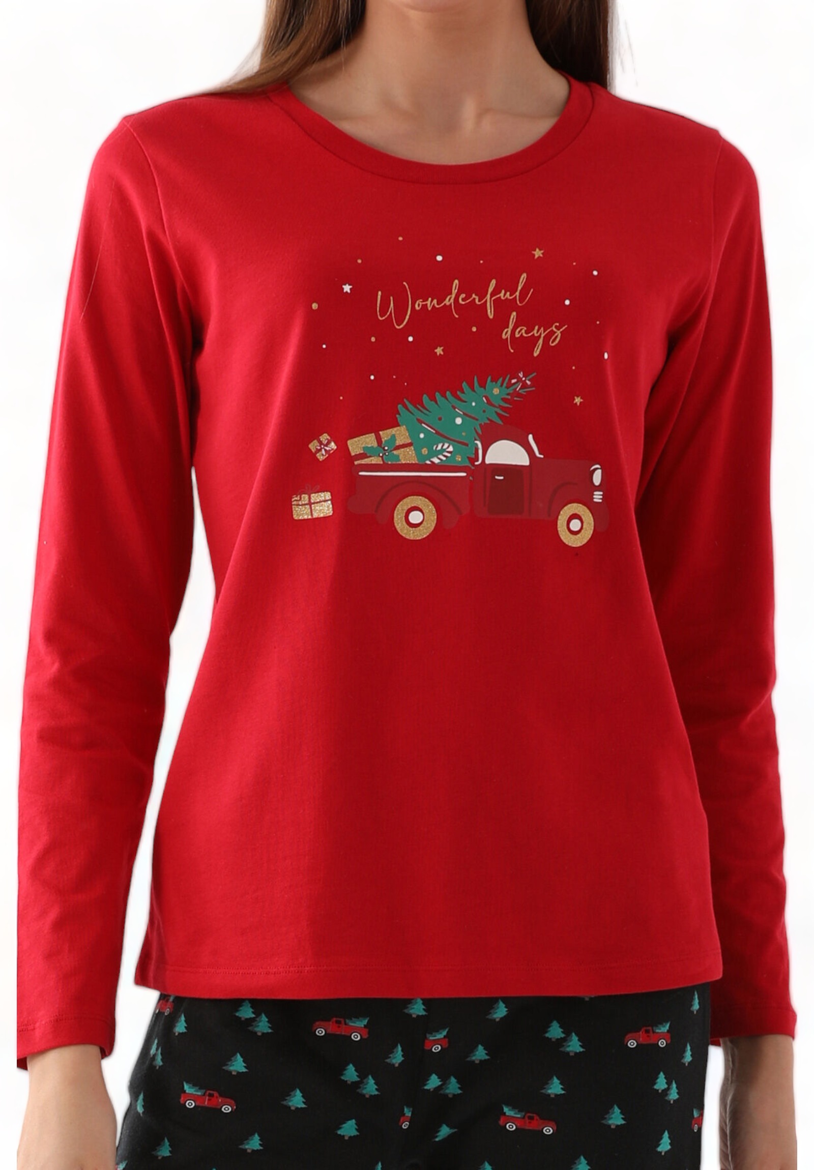 Πιτζάμα γυναικεία Family Edition Arnetta Wonderful Days AR2601W-Κόκκινο φωτογραφία