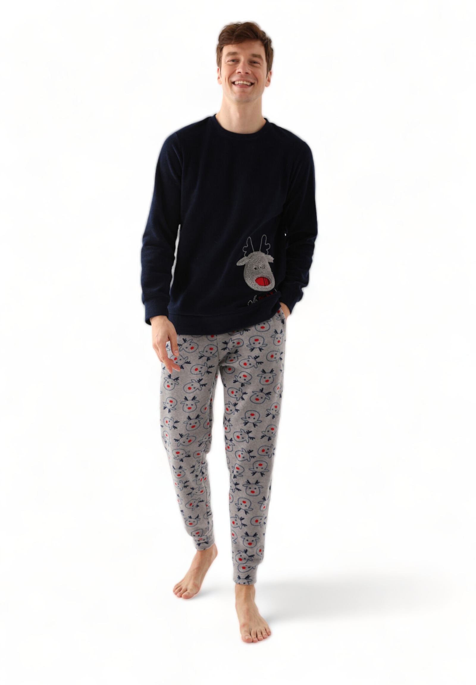 Arnetta Πιτζαμα ανδρική Polar Family Edition Arnetta Oh Deer! AR2753M-Μπλε