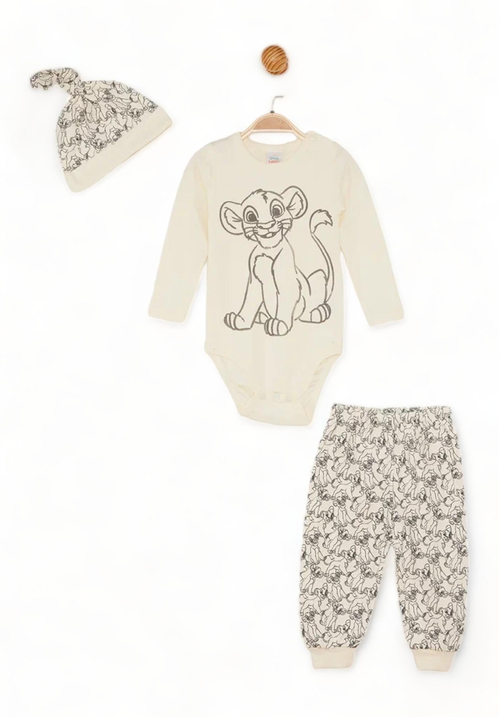 Cimpa Βρεφικό σετάκι Cimpa με μακρύ μανίκι Disney Lion King allover Εκρού AS21441-Εκρού