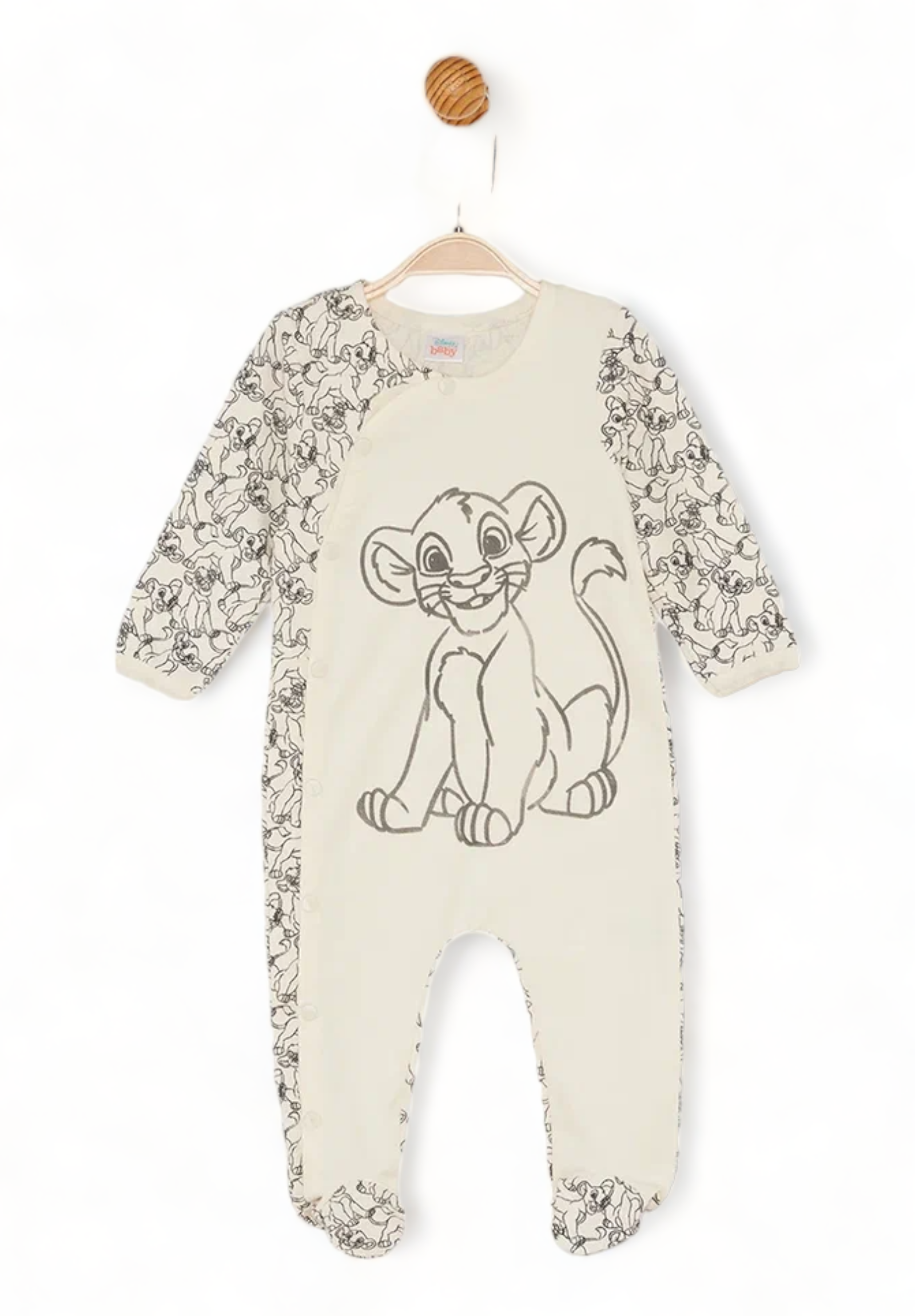 Cimpa Βρεφικό φορμάκι Cimpa με μακρύ μανίκι και κλειστό ποδαράκι Lion King εκρού AS21443-Εκρού