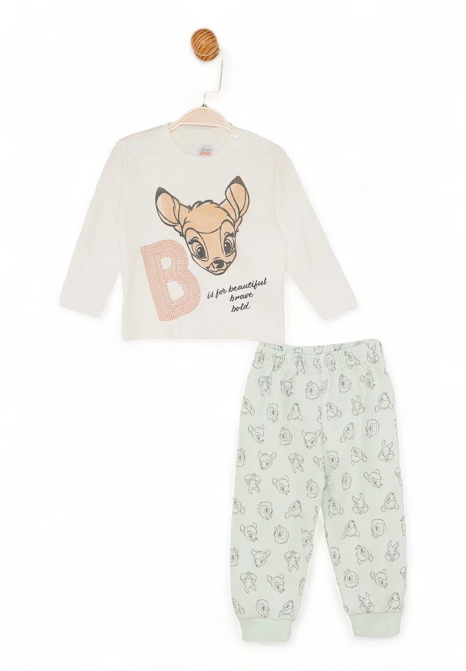 Cimpa Σετ πιτζάμα Cimpa για κορίτσι με ανοιχτό ποδαράκι Bambi της Disney BA21433-Εκρού
