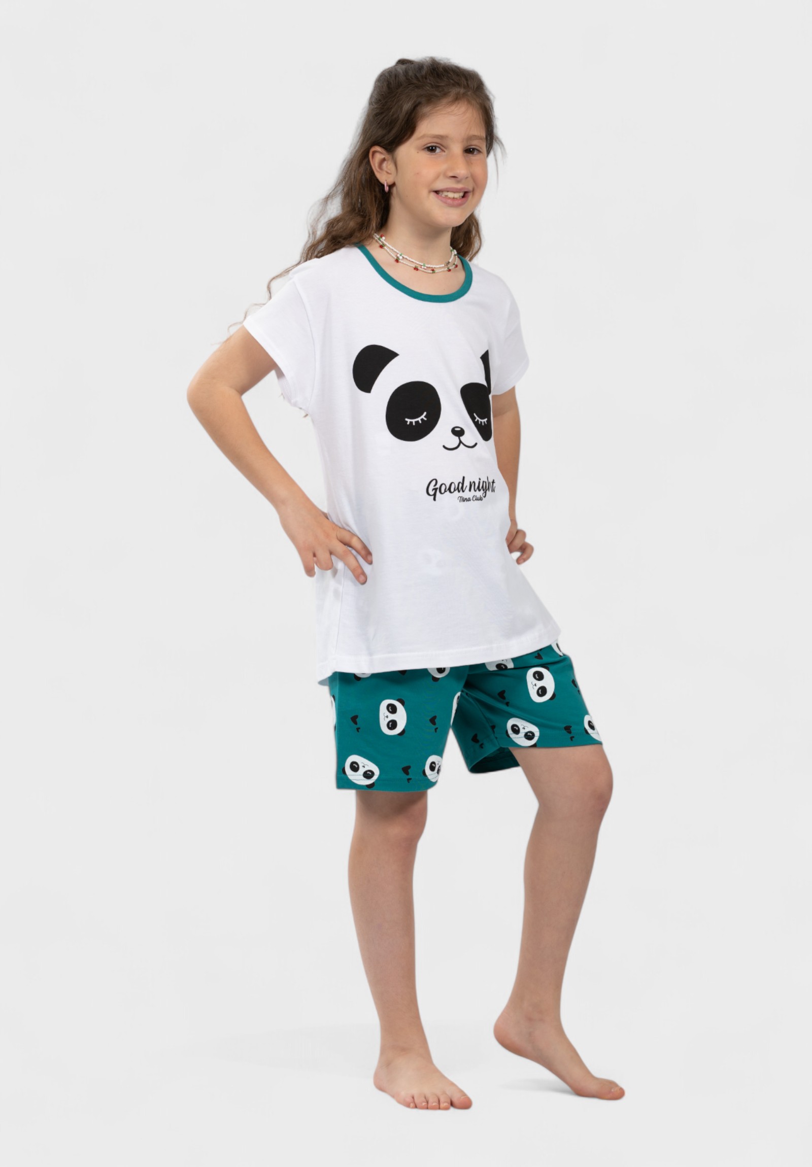 Πιτζάμα Εφηβική Panda Nina Club 100% Βαμβάκι Πράσινο NC152-25-2-Πράσινο φωτογραφία