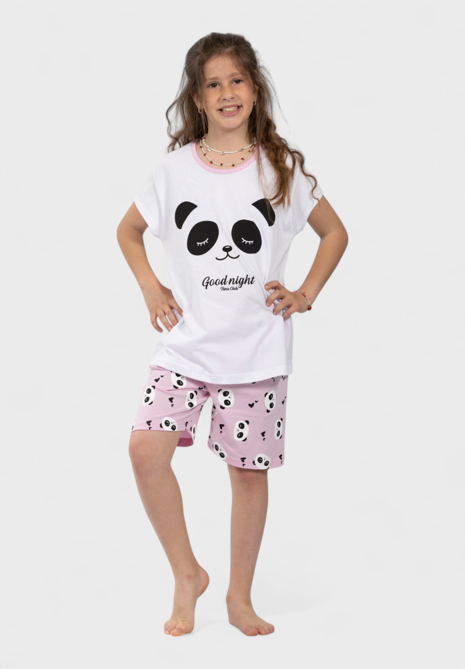 Πιτζάμα Εφηβική Panda Nina Club 100% Βαμβάκι Ροζ NC152-25-1-Ροζ φωτογραφία