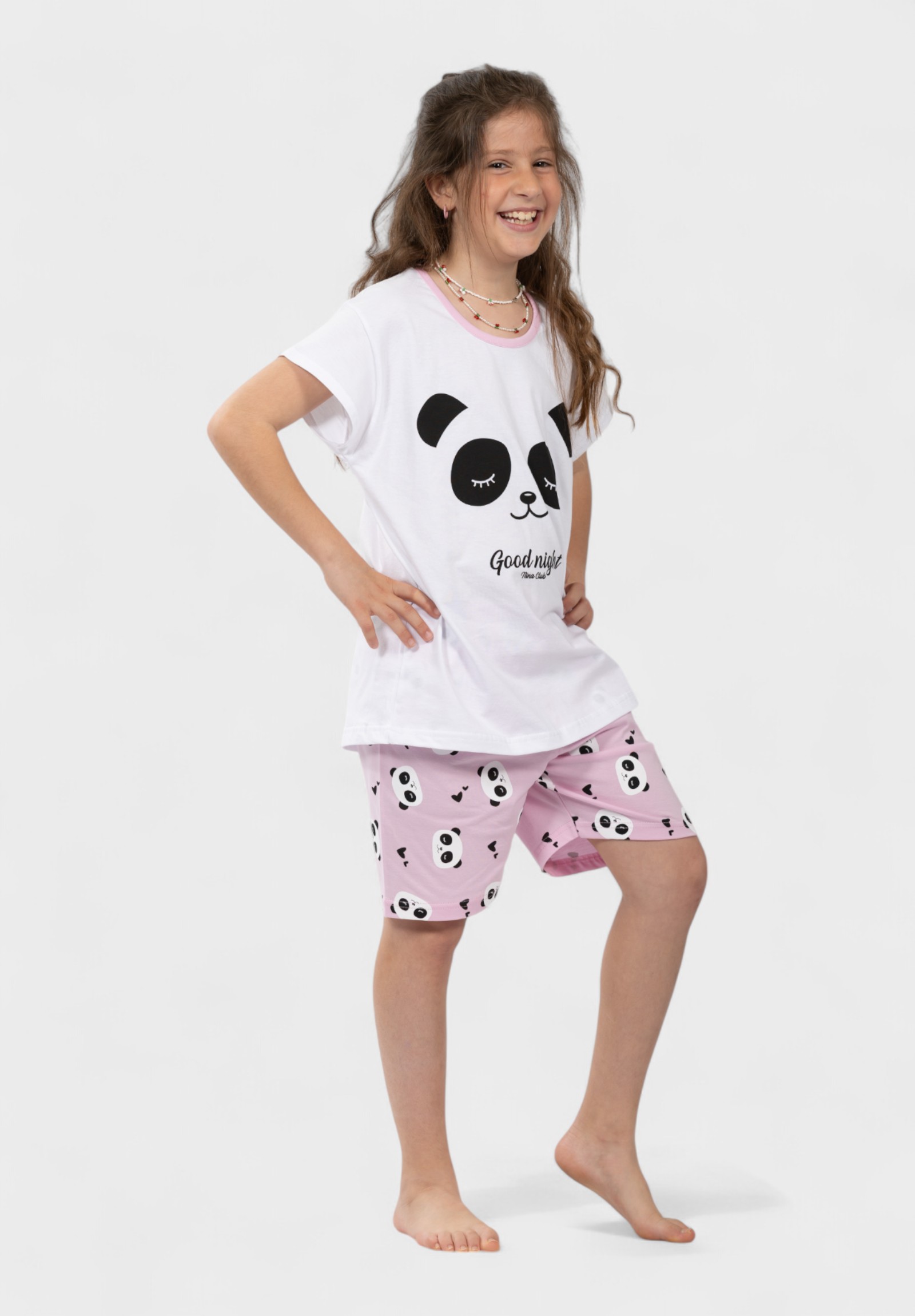 Πιτζάμα Εφηβική Panda Nina Club 100% Βαμβάκι Ροζ NC152-25-1-Ροζ φωτογραφία