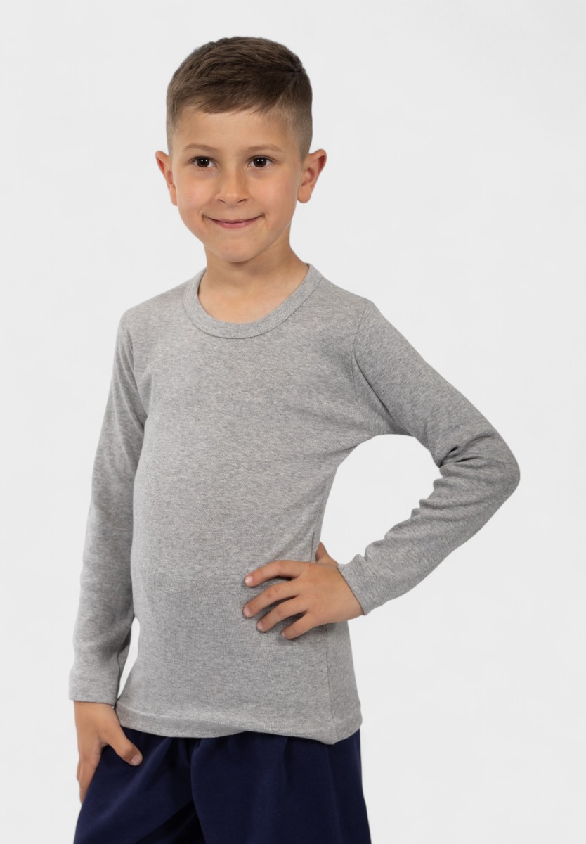 Παιδικό Φανελάκι Μακρυμάνικο 100% Βαμβακερό Γκρί | Nina Club NC65-7-Γκρι φωτογραφία