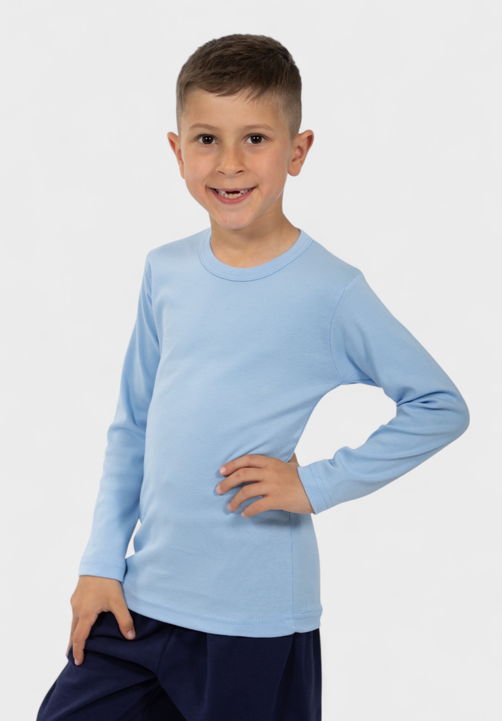 Παιδικό Φανελάκι Μακρυμάνικο 100% Βαμβακερό Σιέλ | Nina Club NC65-9-Γαλάζιο φωτογραφία