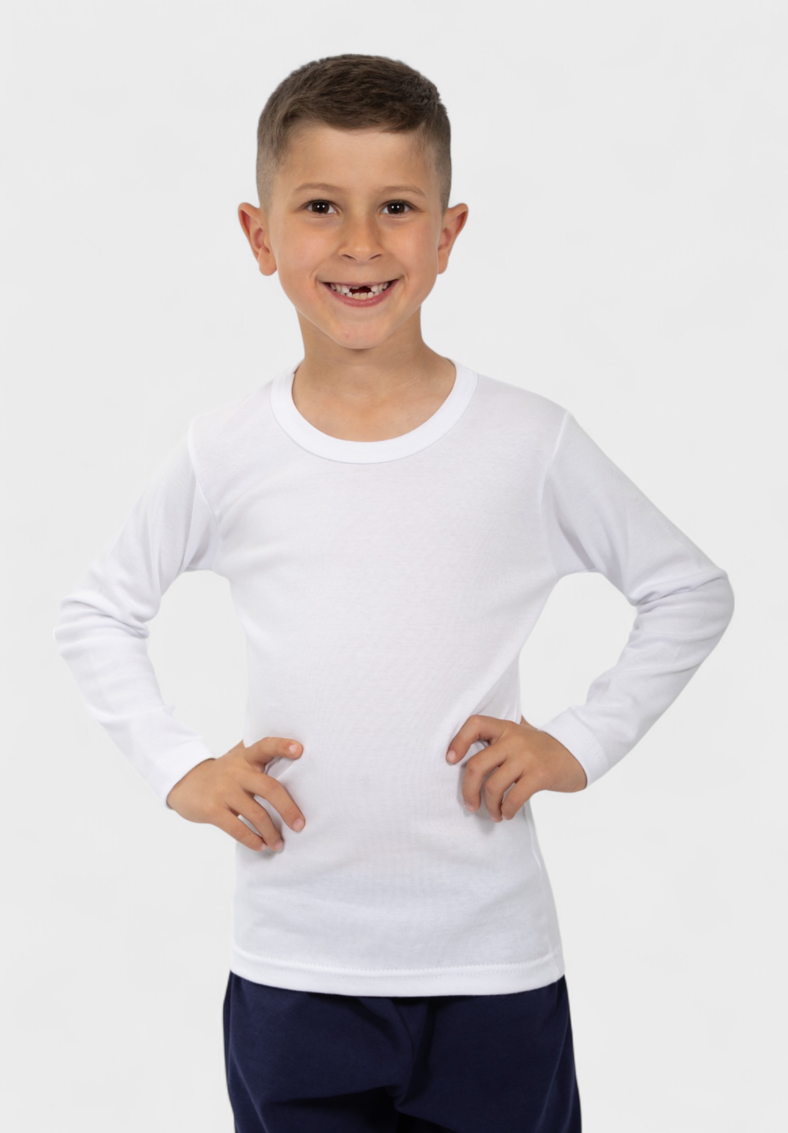 Nina Club Παιδικό Φανελάκι Μακρυμάνικο 100% Βαμβακερό Λευκό | Nina Club NC65-6-Λευκό