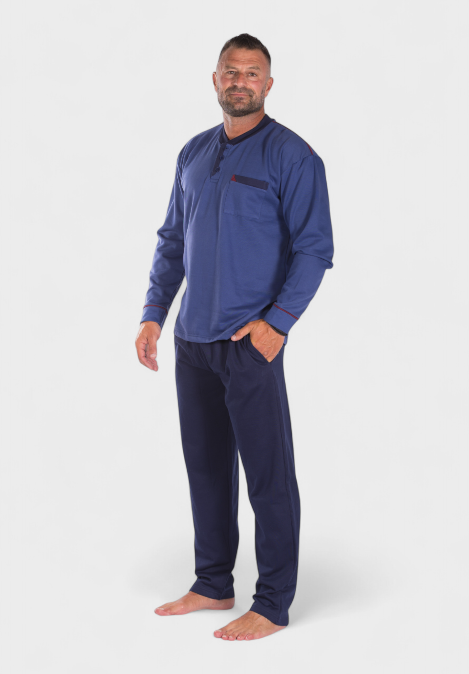 Πιτζάμα ανδρική φούτερ Collection Winter Colors Μπλέ CL2670-3-Μπλε φωτογραφία