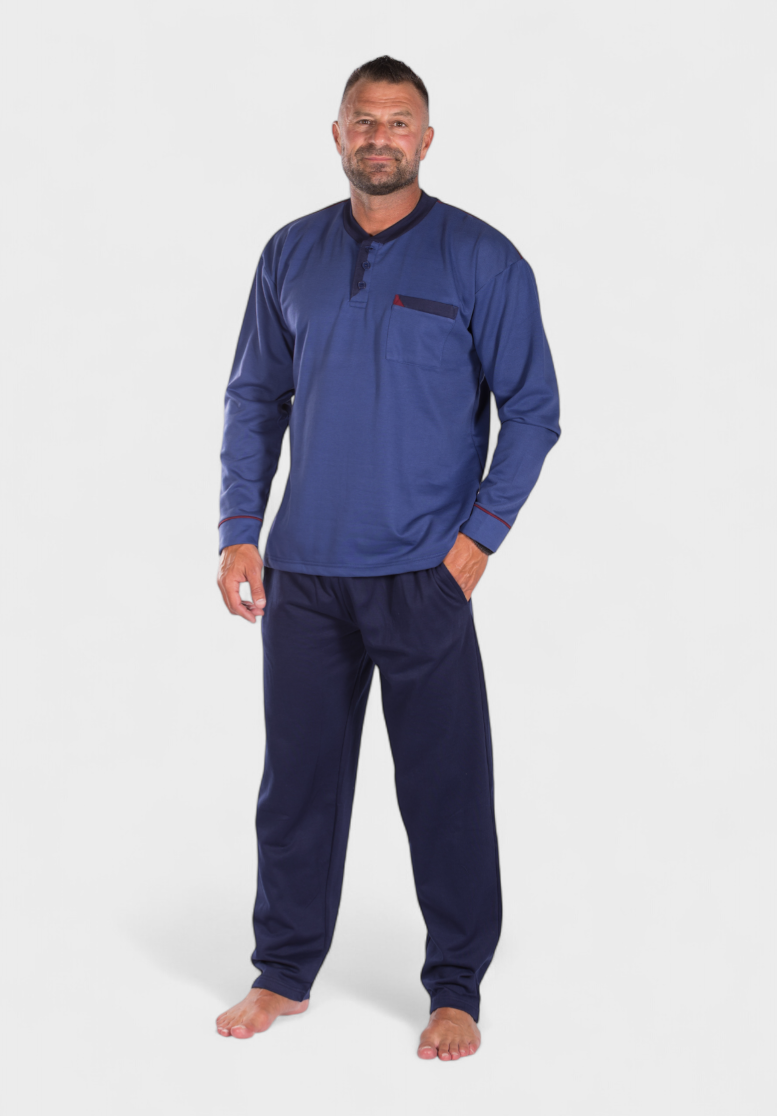 Πιτζάμα ανδρική φούτερ Collection Winter Colors Μπλέ CL2670-3-Μπλε φωτογραφία