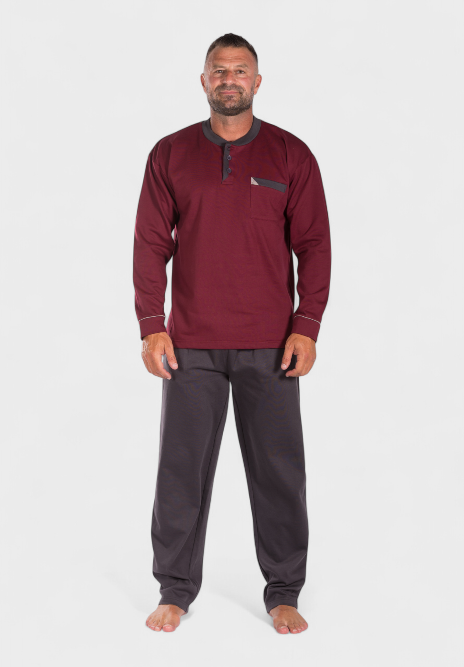Collection Πιτζάμα ανδρική φούτερ Collection Winter Colors Μπορντό CL2670-2-Μπορντώ