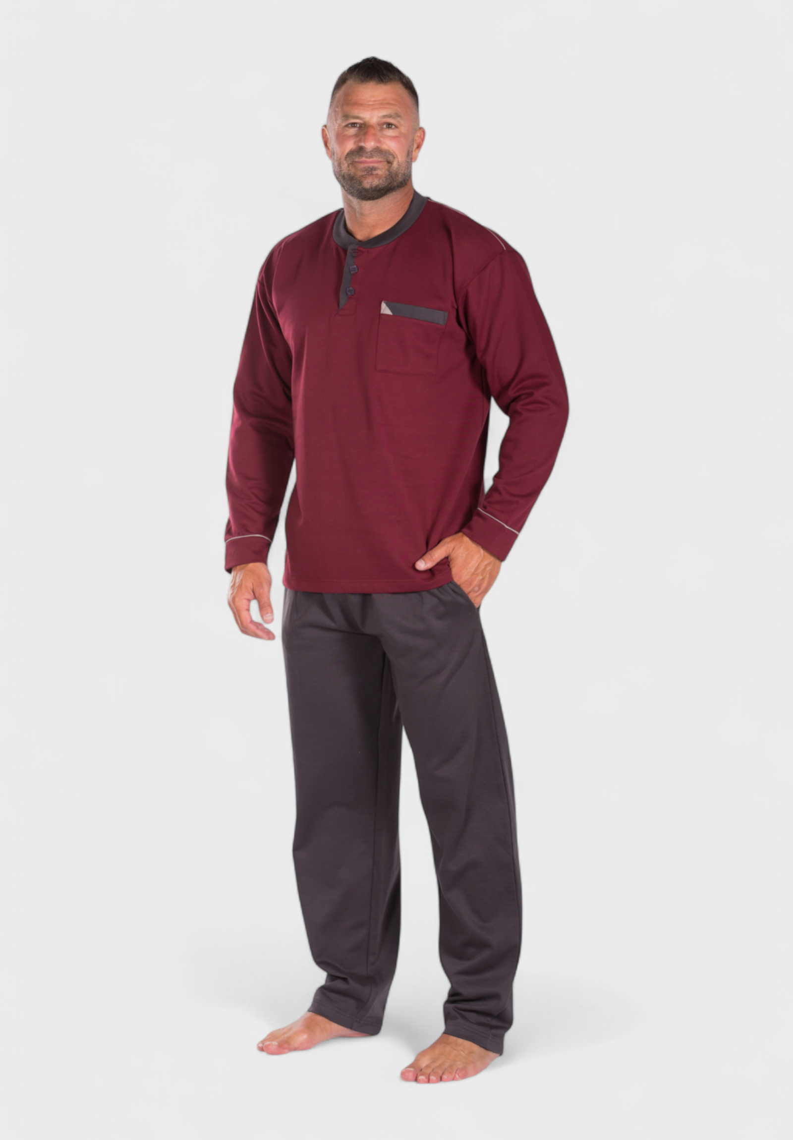 Πιτζάμα ανδρική φούτερ Collection Winter Colors Μπορντό CL2670-2-Μπορντώ φωτογραφία