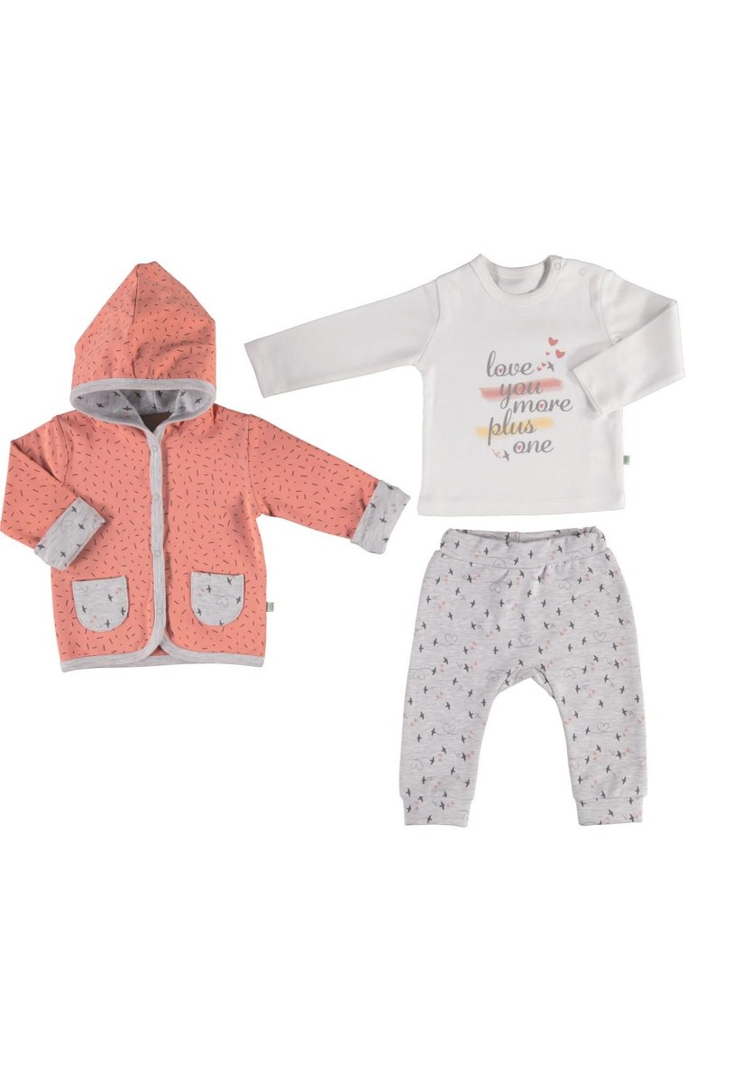 Biorganic Σετ Βρεφικό παντελόνι - γιλέκο - μπλούζα Sweet Time 73246