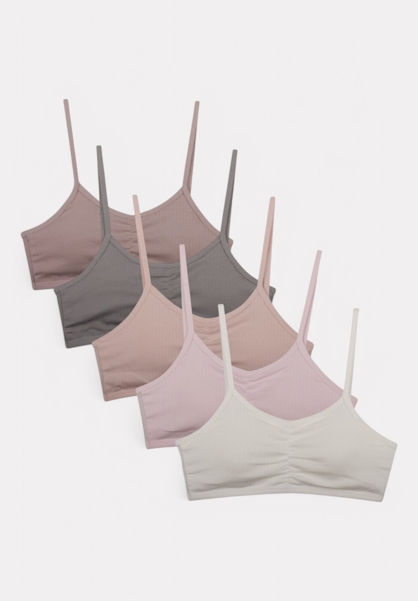 Biyo Μπουστάκια Εφηβικά με Λεπτή Τιράντα Rib Biyo Kids - Αποσπώμενη Ενίσχυση 5 Pack BK119-1-Πολύχρωμο