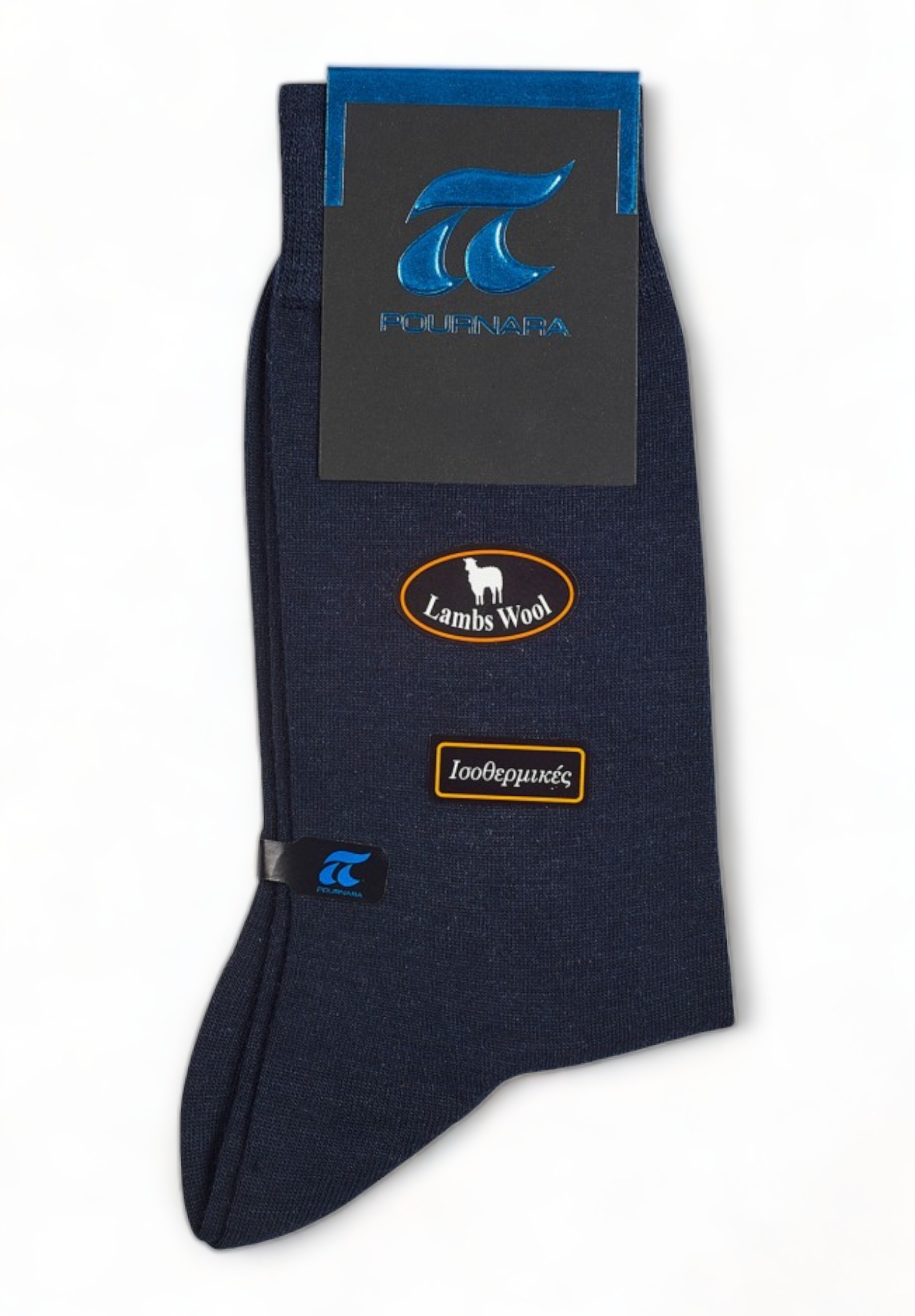 Κάλτσα ανδρική μάλλινη ισοθερμική Pournara με ελαστική πλέξη PRN205-Μπλε φωτογραφία