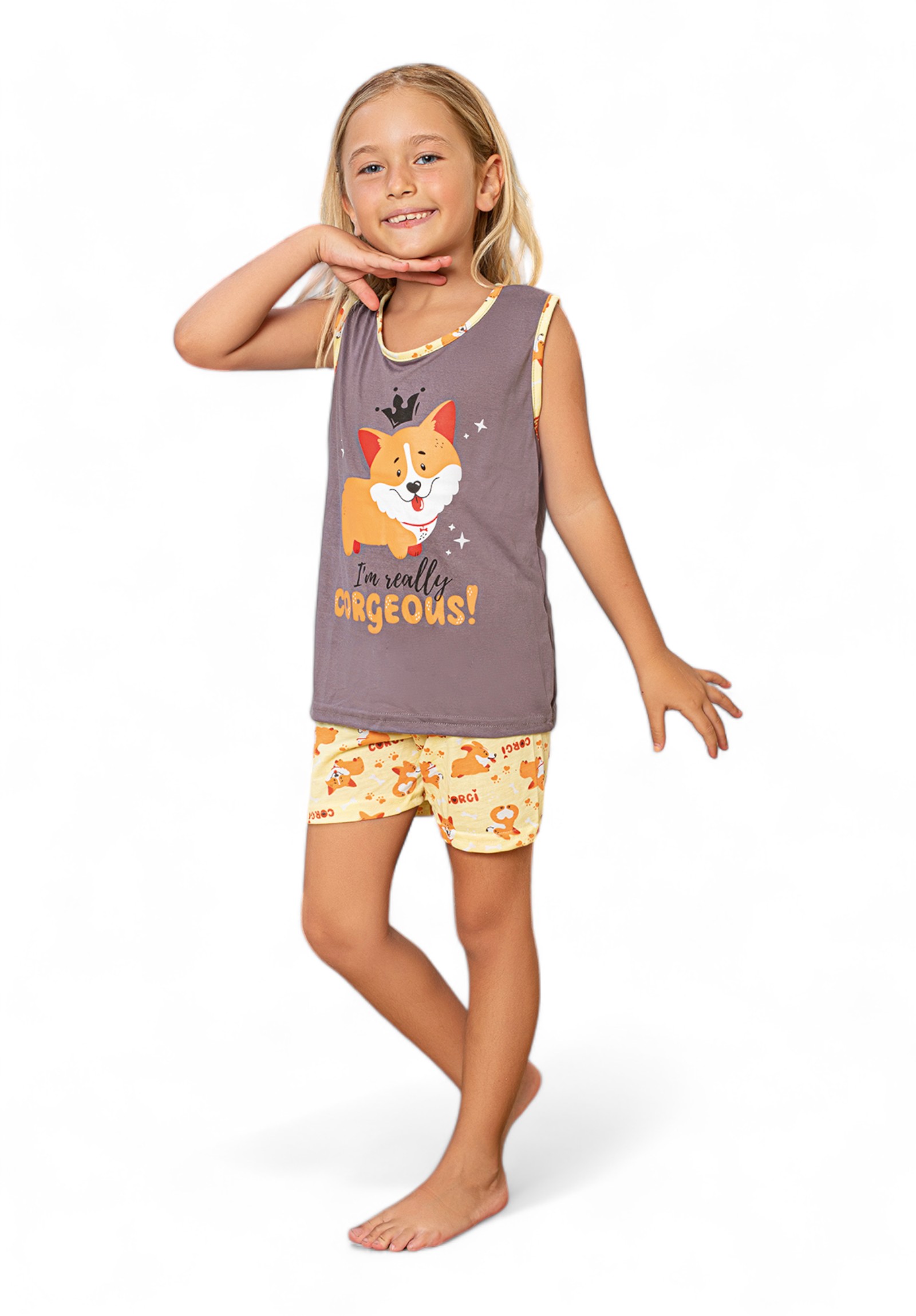 Pijamood Πιτζάμα παιδική με σορτσάκι PijaMood Gorgeous PJMD2035-Γκρι