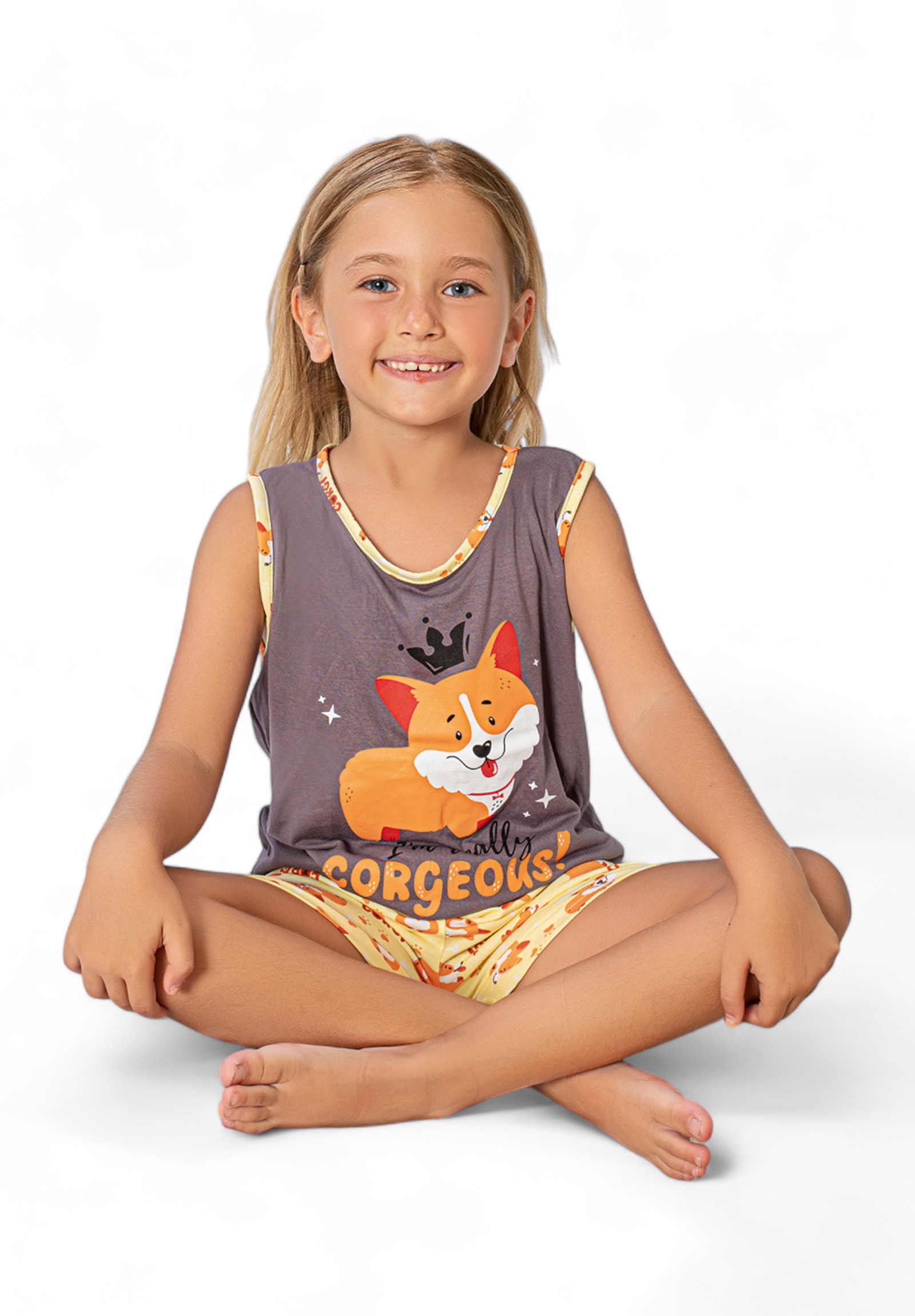 Πιτζάμα παιδική με σορτσάκι PijaMood Gorgeous PJMD2035-Γκρι φωτογραφία