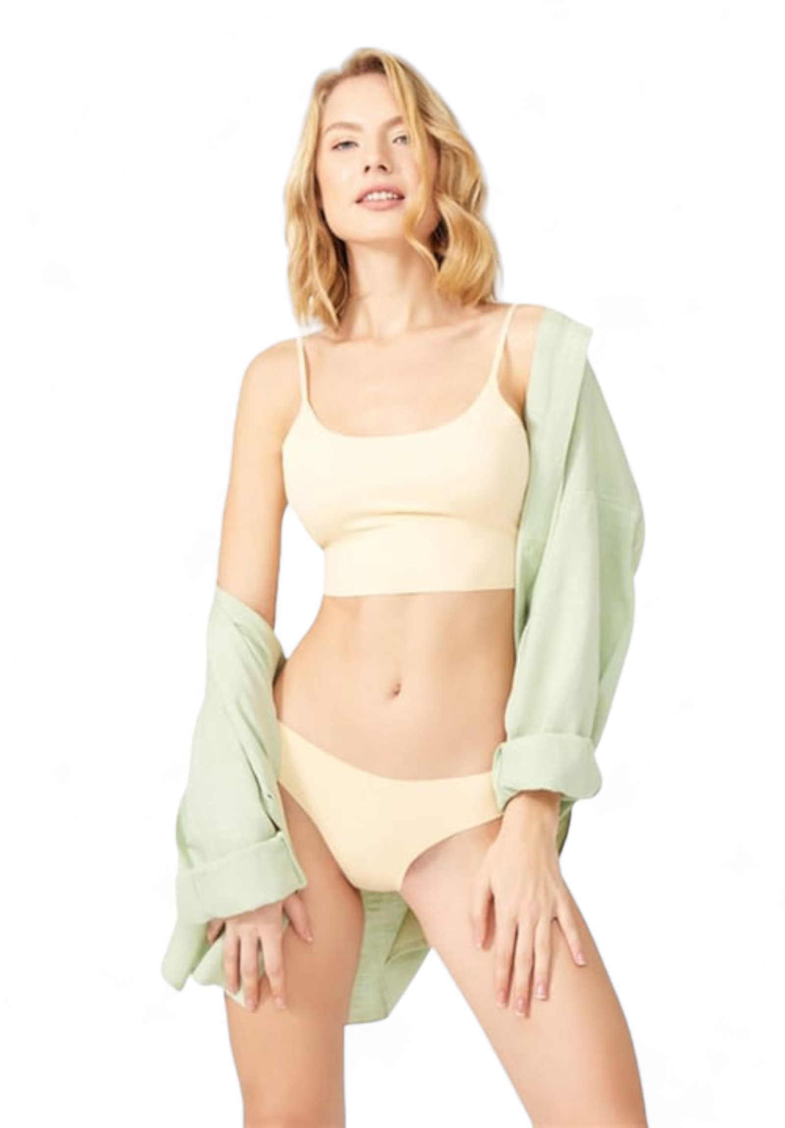 Σλιπ αόρατο χωρίς ραφές Laser Cut 3 Τεμ. ch0462B-Μπεζ φωτογραφία