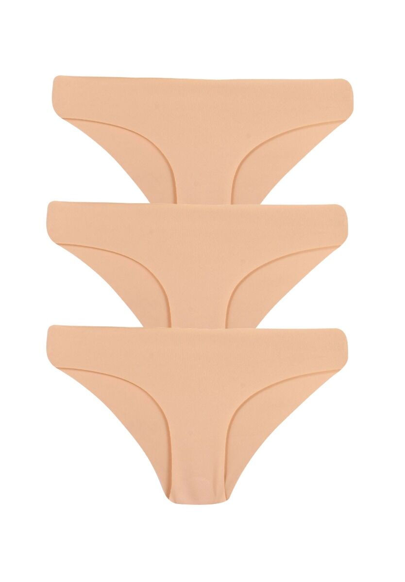 CottonHill Σλιπ αόρατο χωρίς ραφές Laser Cut 3 Τεμ. ch0462B-Μπεζ