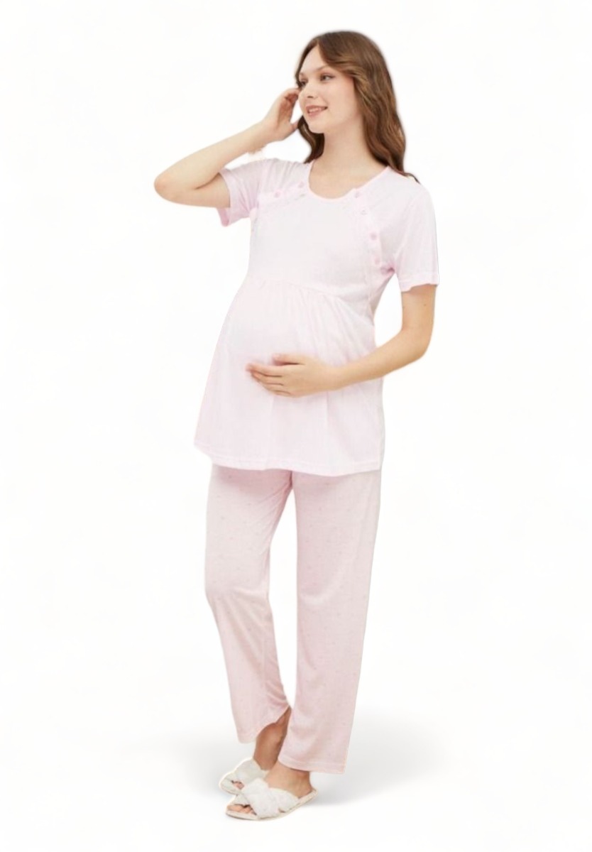 Pijamood Πιτζάμα εγκυμοσύνης με ρόμπα Pijamood Baby Pink PJMD2112-Ροζ