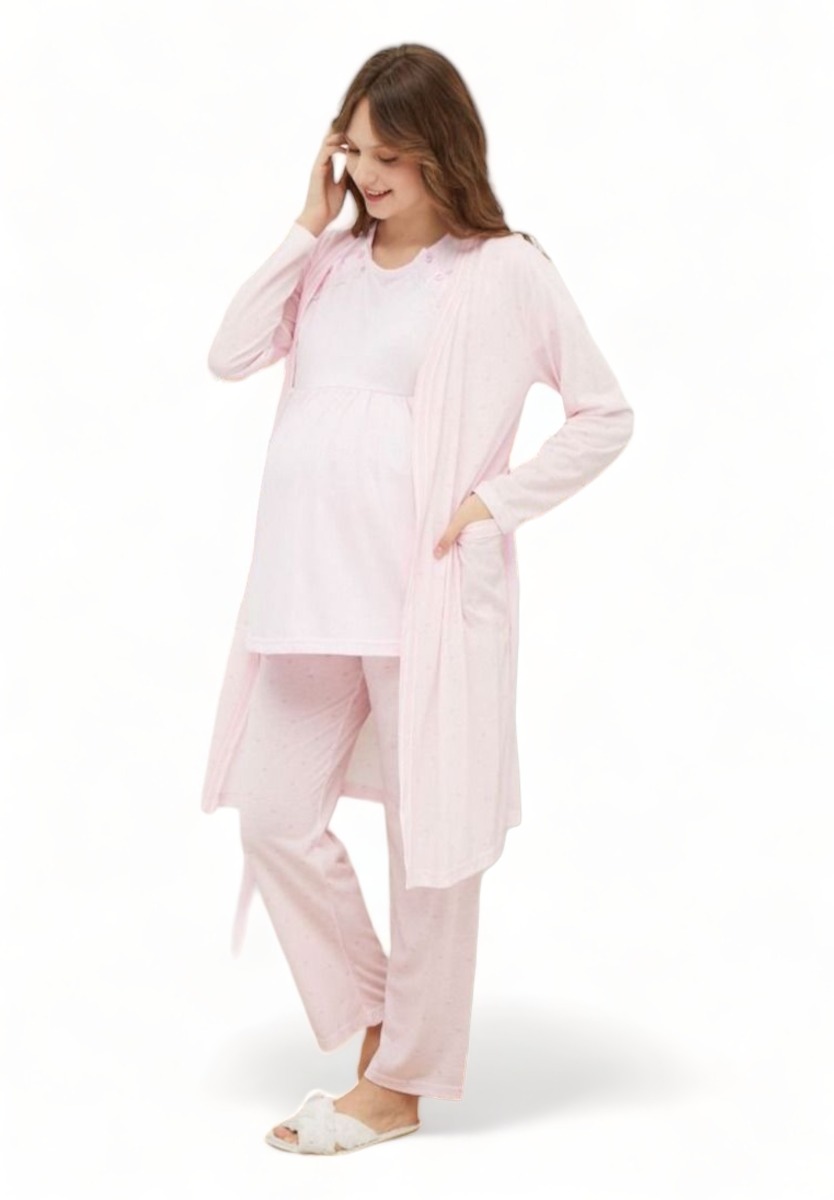 Πιτζάμα εγκυμοσύνης με ρόμπα Pijamood Baby Pink PJMD2112-Ροζ φωτογραφία