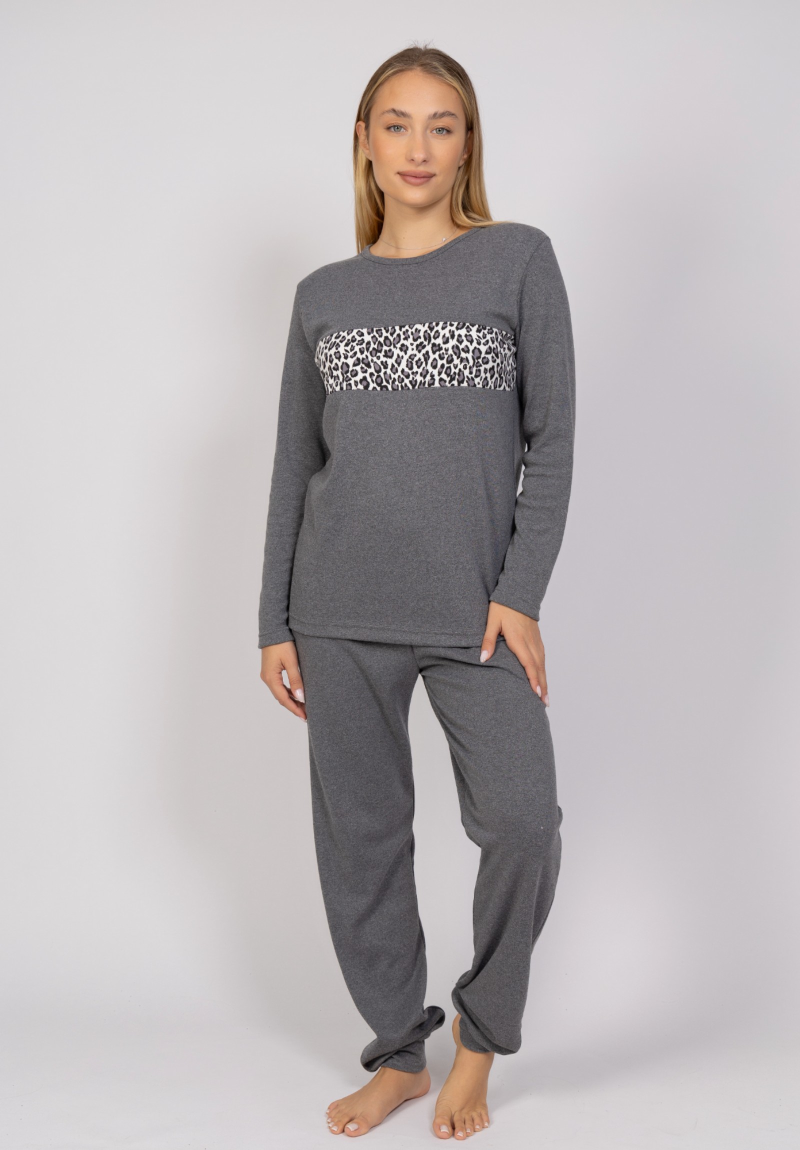  Πιτζάμα γυναικεία Animal Print Grey Cherry CHR10135-Ανθρακί 2025