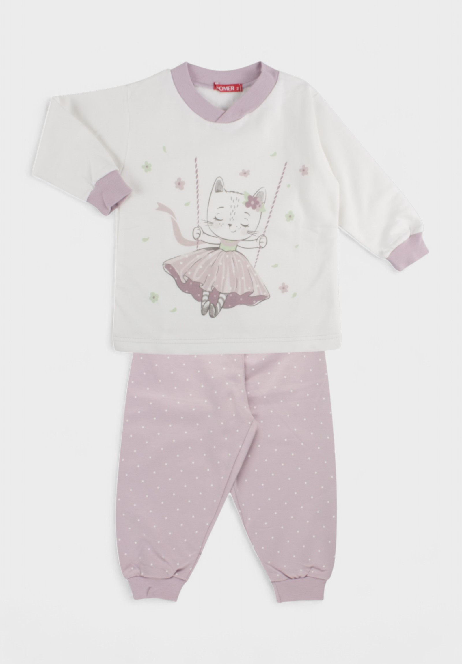 Χριστίνα Πιτζάμα Βρεφική Βαμβακερή Φούτερ Χριστίνα Kitty 100% Βαμβάκι Σάπιο Μήλο CHR101-2-Σάπιο Μήλο