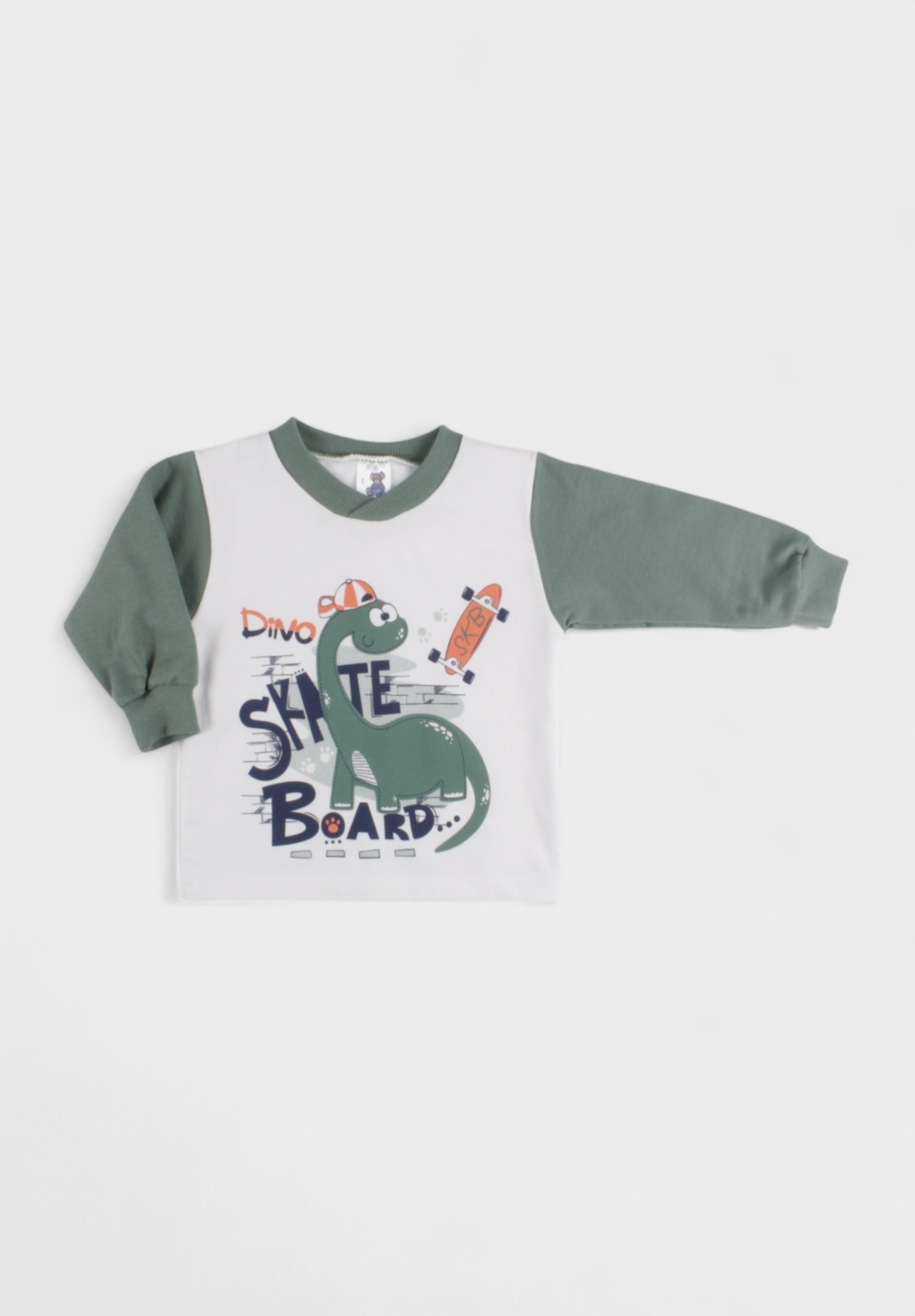 Πιτζάμα Βρεφική Βαμβακερή Φούτερ Χριστίνα Dino 100% Βαμβάκι Λαδί CHR200-1-Λαδί φωτογραφία