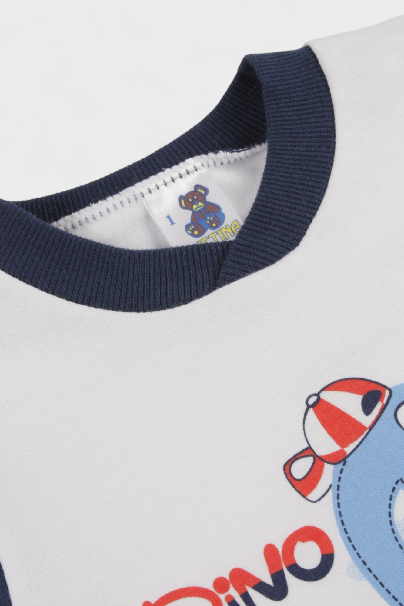 Πιτζάμα Βρεφική Βαμβακερή Φούτερ Χριστίνα Dino 100% Βαμβάκι Μπλέ CHR200-2-Μπλε φωτογραφία