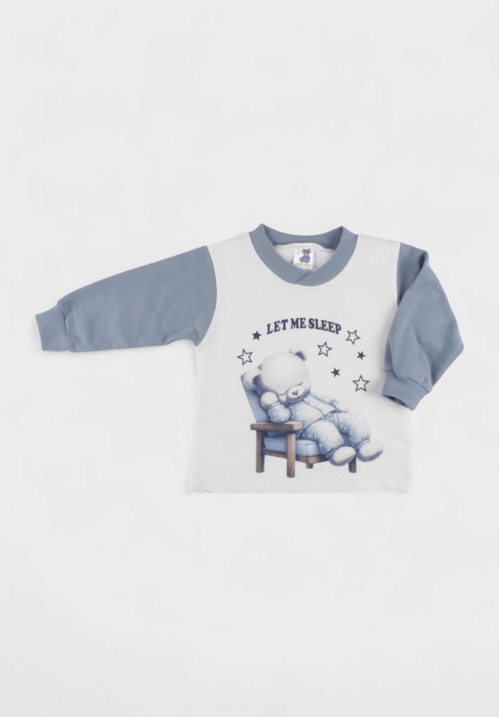 Πιτζάμα Βρεφική Βαμβακερή Φούτερ Χριστίνα Let Me Sleep 100% Βαμβάκι Σιέλ CHR201-2-Γαλάζιο φωτογραφία