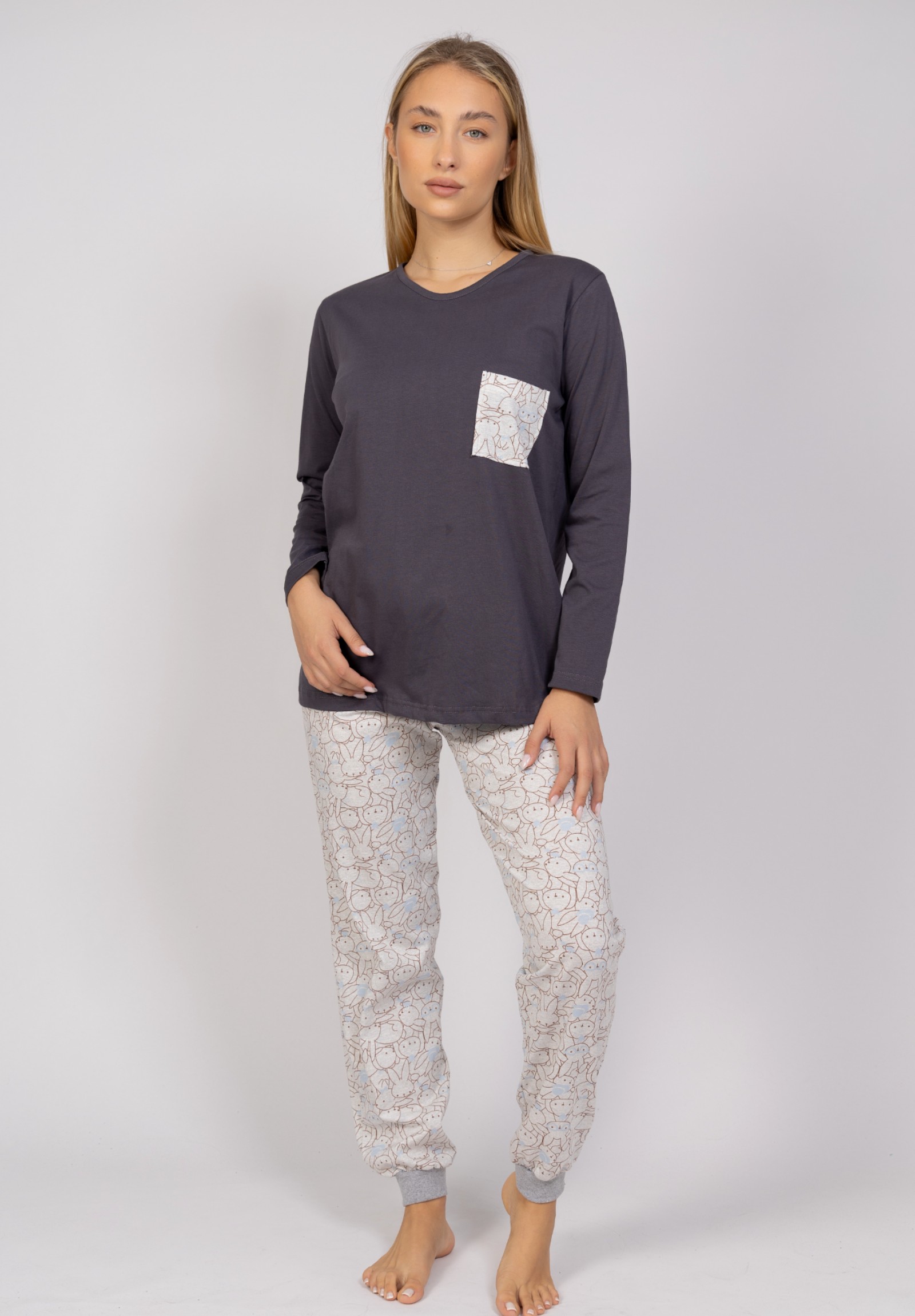 Πιτζάμα γυναικεία Bunnies Grey Cherry CHR2401-Γκρι φωτογραφία