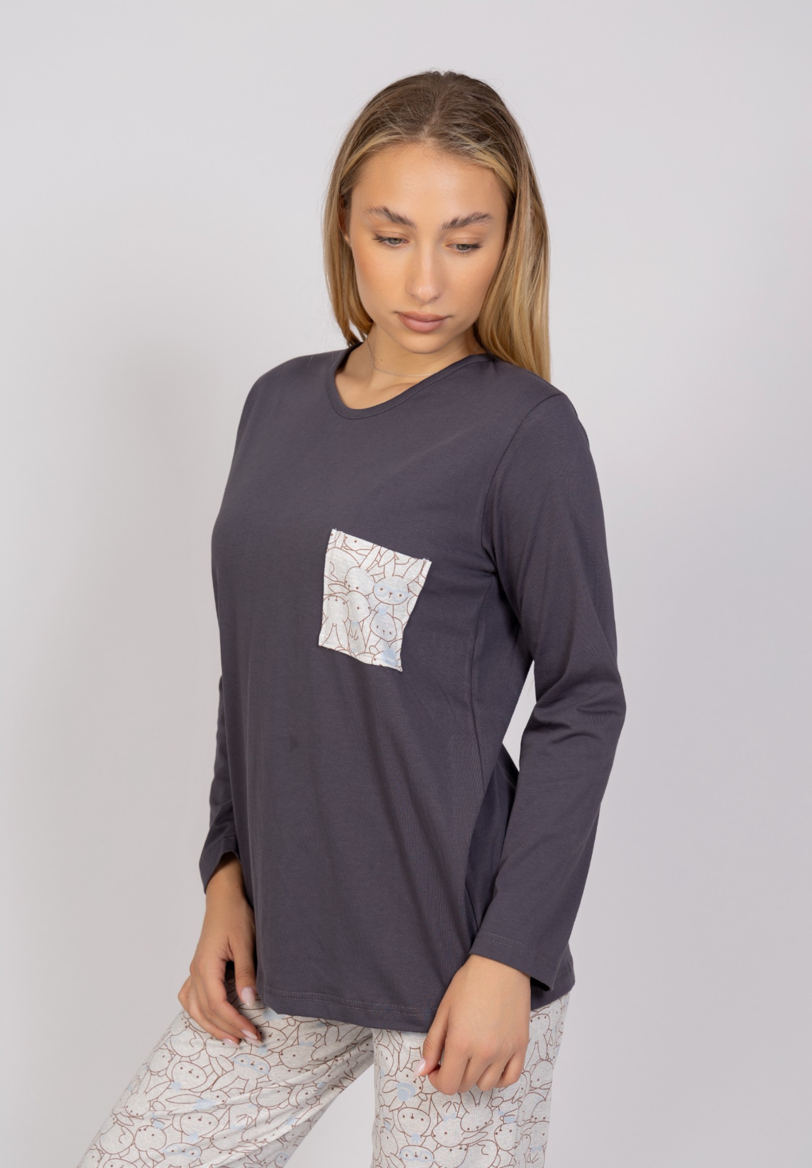 Πιτζάμα γυναικεία Bunnies Grey Cherry CHR2401-Γκρι φωτογραφία
