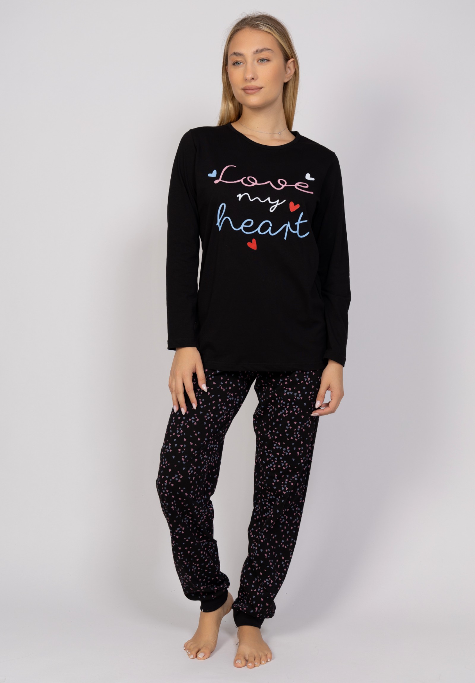 Cherry Underwear Πιτζάμα γυναικεία Love My Heart Cherry CHR2403-Μαύρο
