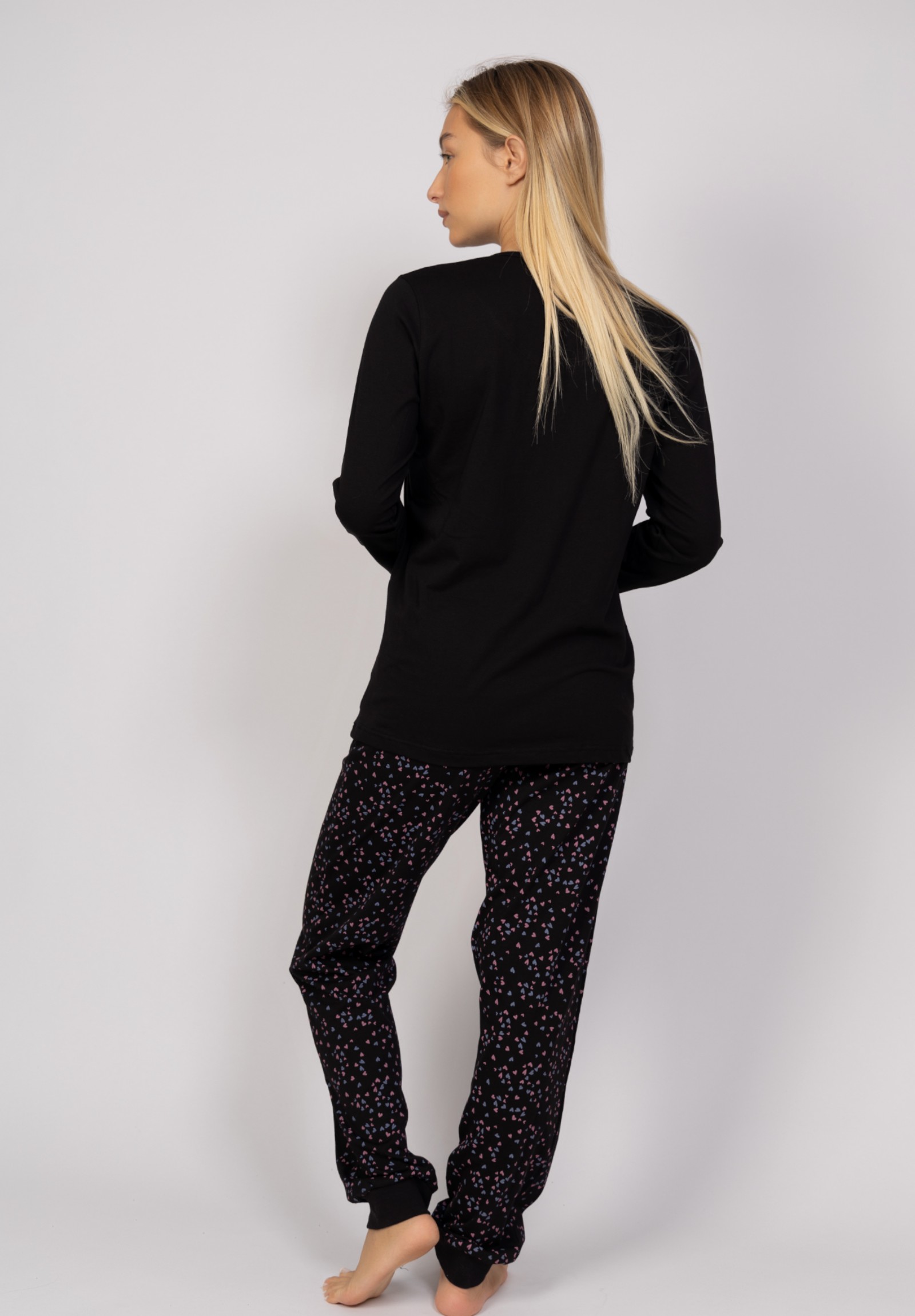 Πιτζάμα γυναικεία Love My Heart Cherry CHR2403-Μαύρο φωτογραφία