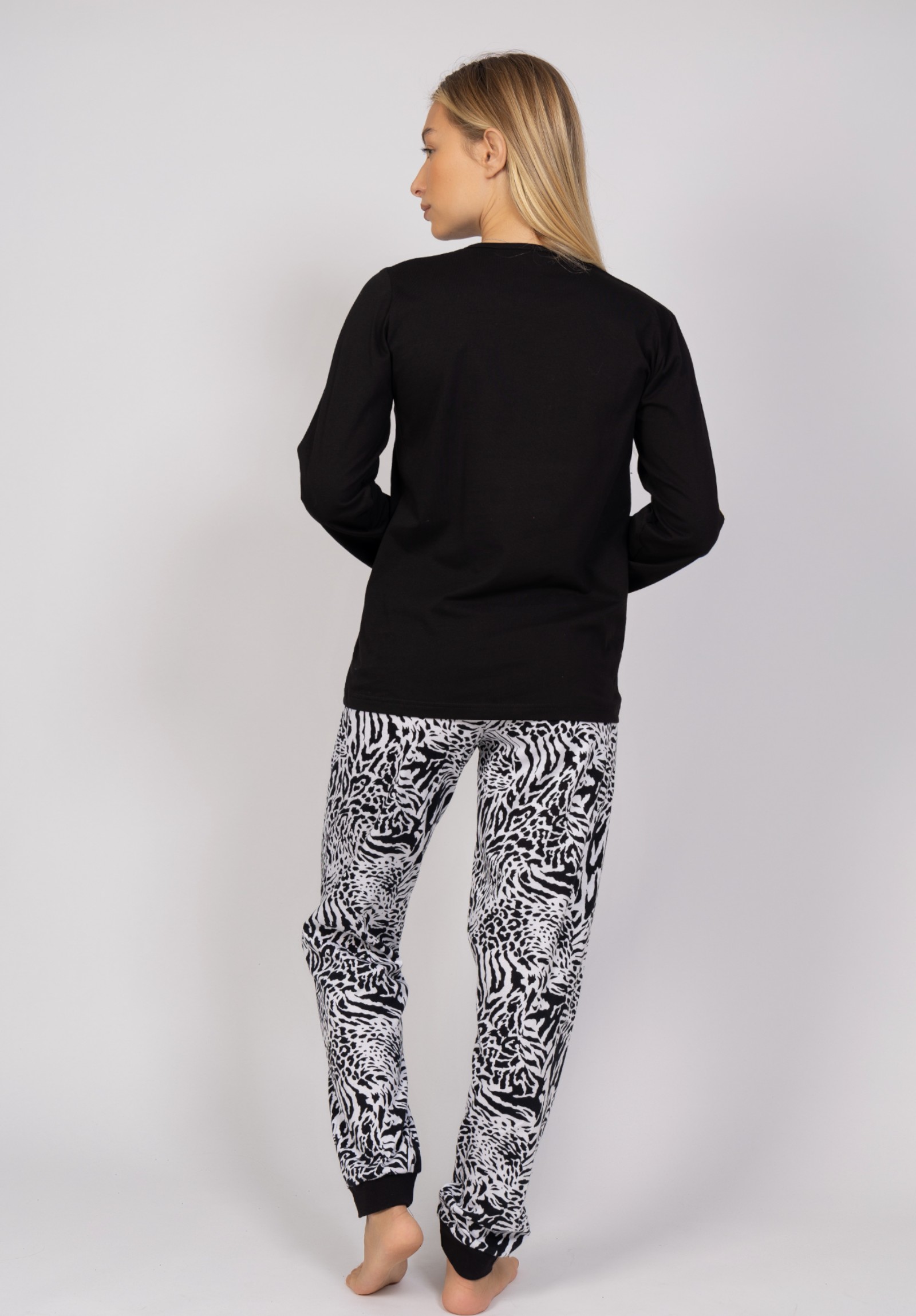 Πιτζάμα γυναικεία Animal Print Heart Cherry CHR24547-Μαύρο φωτογραφία