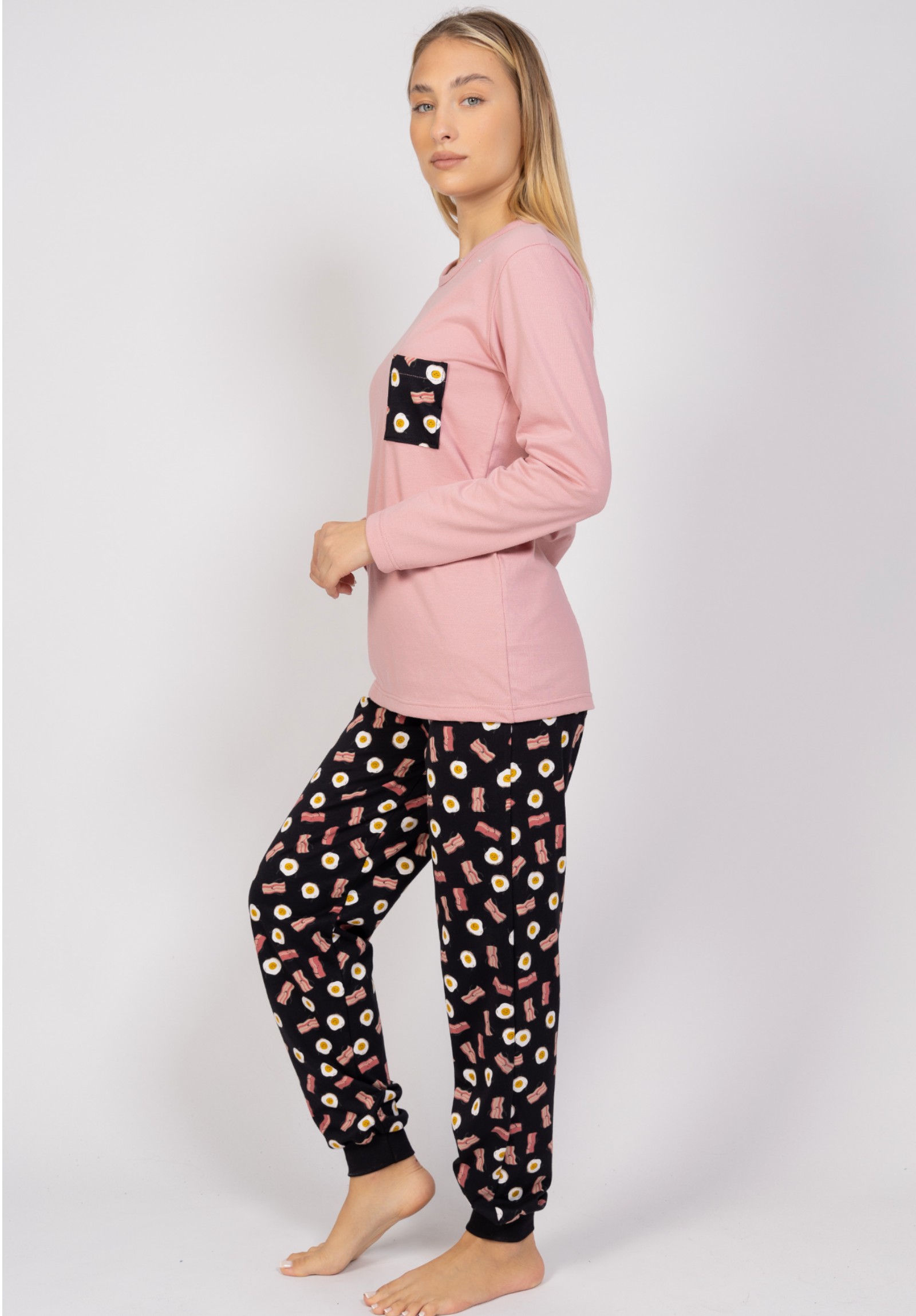 Πιτζάμα γυναικεία Eggs & Bacon Cherry CHR531-Ροζ φωτογραφία