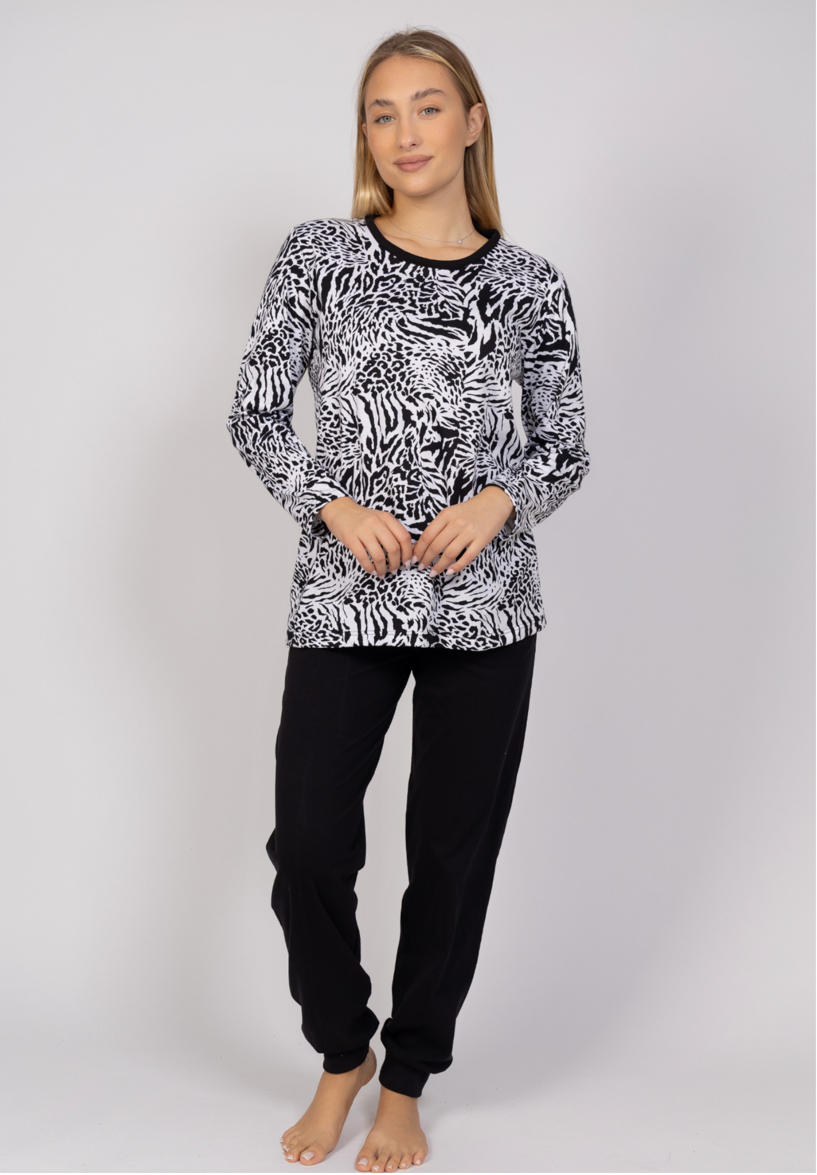 Πιτζάμα γυναικεία Zebra Print Cherry CHR542-Μαύρο φωτογραφία