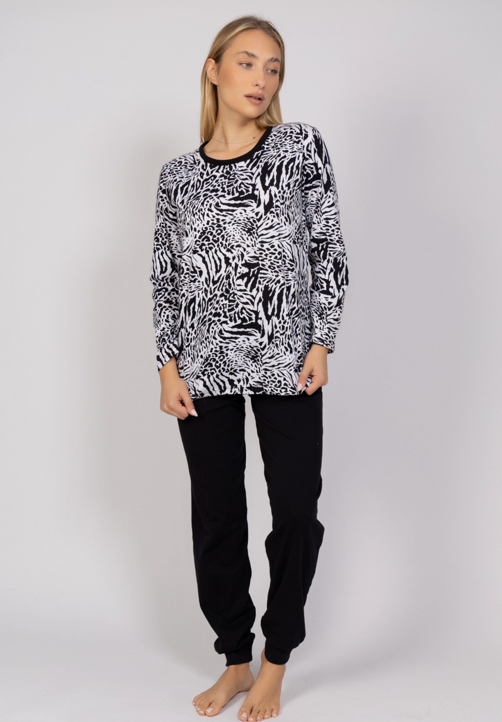 Πιτζάμα γυναικεία Zebra Print Cherry CHR542-Μαύρο φωτογραφία