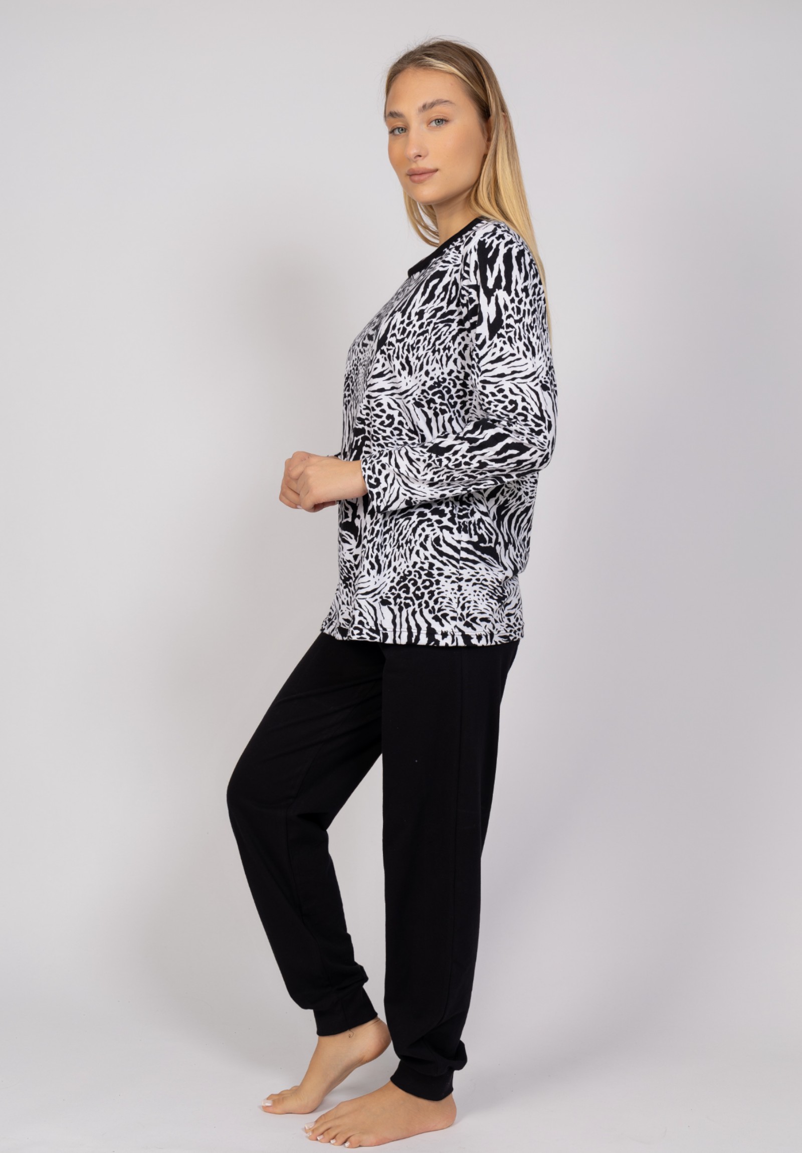 Πιτζάμα γυναικεία Zebra Print Cherry CHR542-Μαύρο φωτογραφία