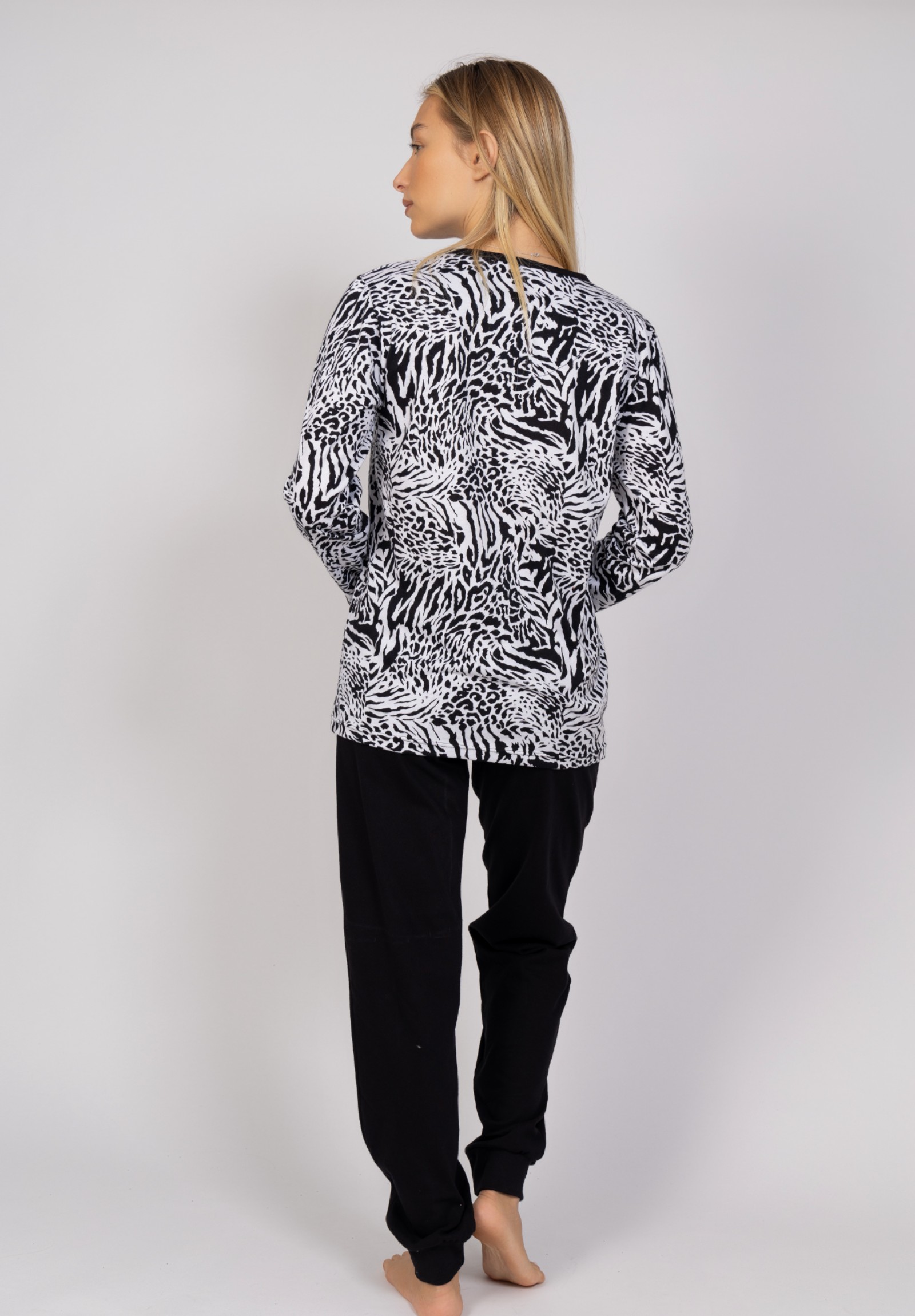 Πιτζάμα γυναικεία Zebra Print Cherry CHR542-Μαύρο φωτογραφία